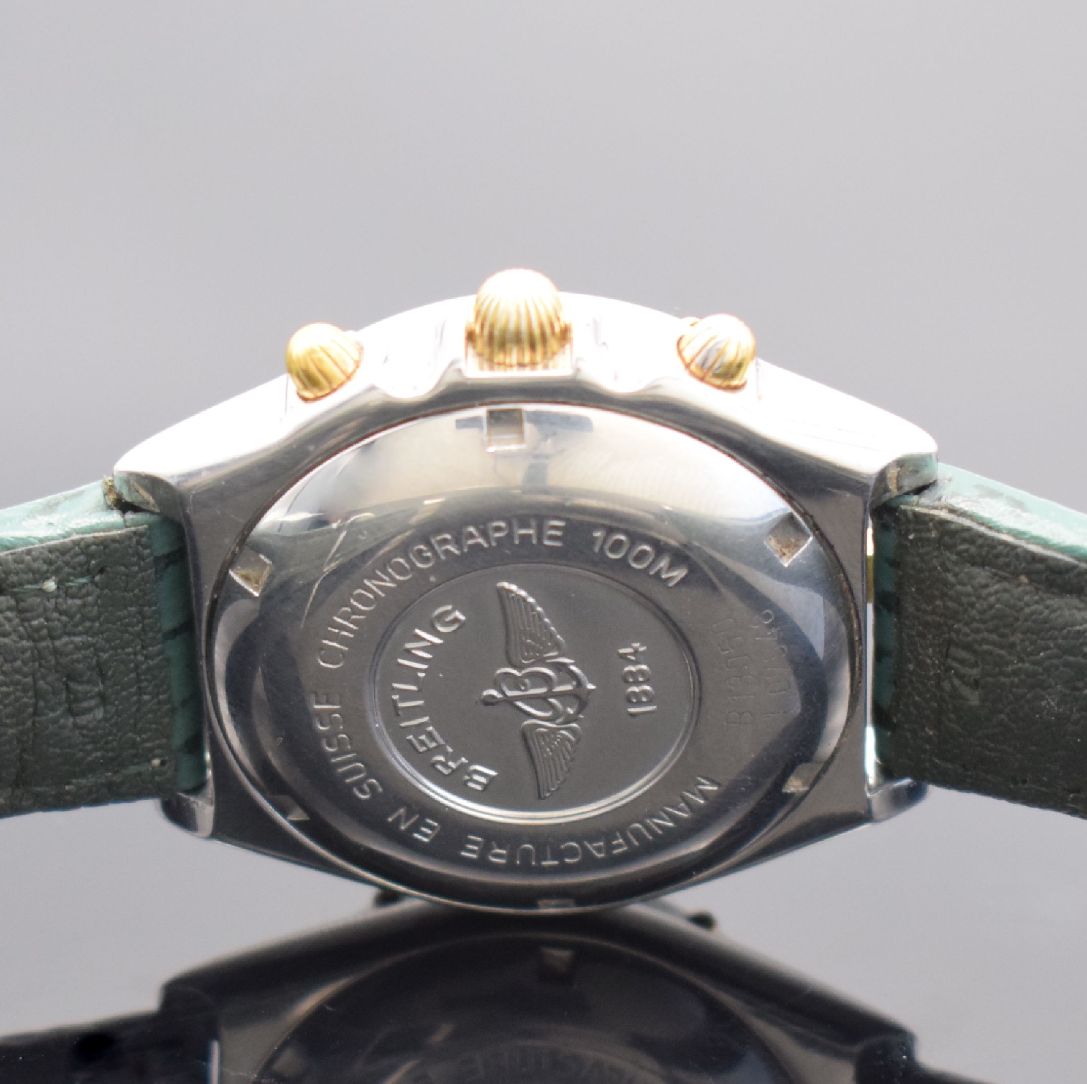 Detail c: BREITLING Chronomat Herrenarmbanduhr mit Chronograph, Schweiz verk. lt. beil. Garantie 04/1994, Automatik, Ref. B13050, verschr. Edelstahlgeh. teils ...
