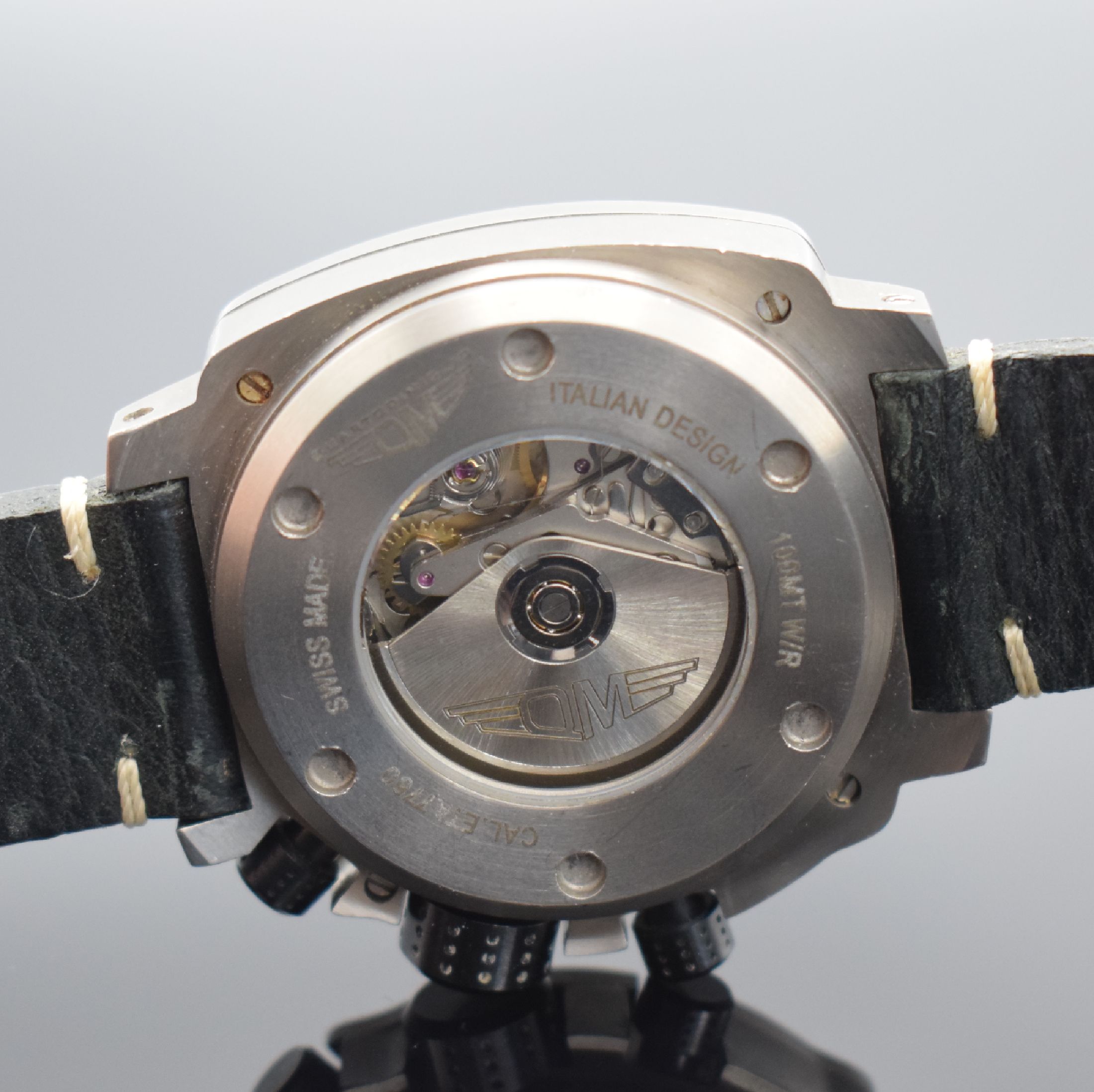 Detail d: QUARTODIMIGLIO Armbandchronograph Trackday, Automatik, Schweiz um 2005, Titangeh., beids. vergl., Boden & Krone verschr., z. T. skelettiertes ...