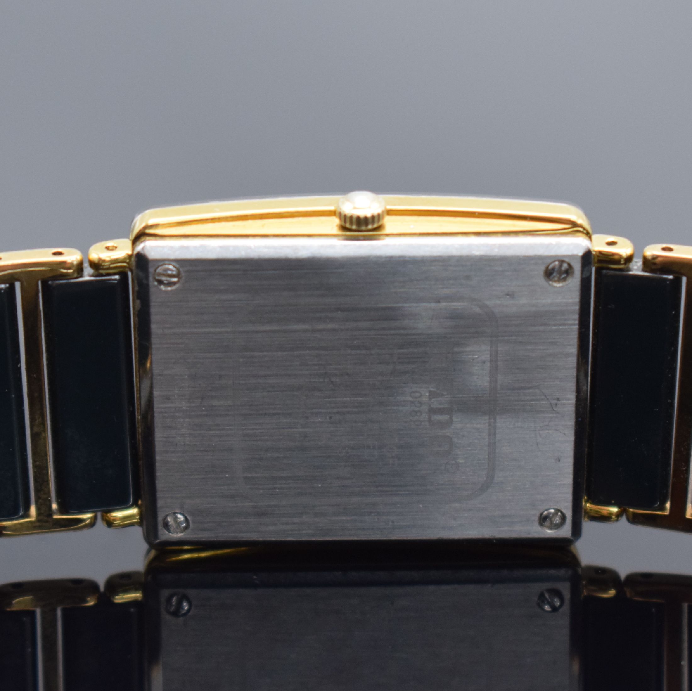 Detail c: RADO Diastar Herrenarmbanduhr, Schweiz um 1995, quarz, Ref. 160.0282.3, Geh. in Stahl teils verg., Keramik Gliederband m. dopp. Faltschl. in Stahl ...
