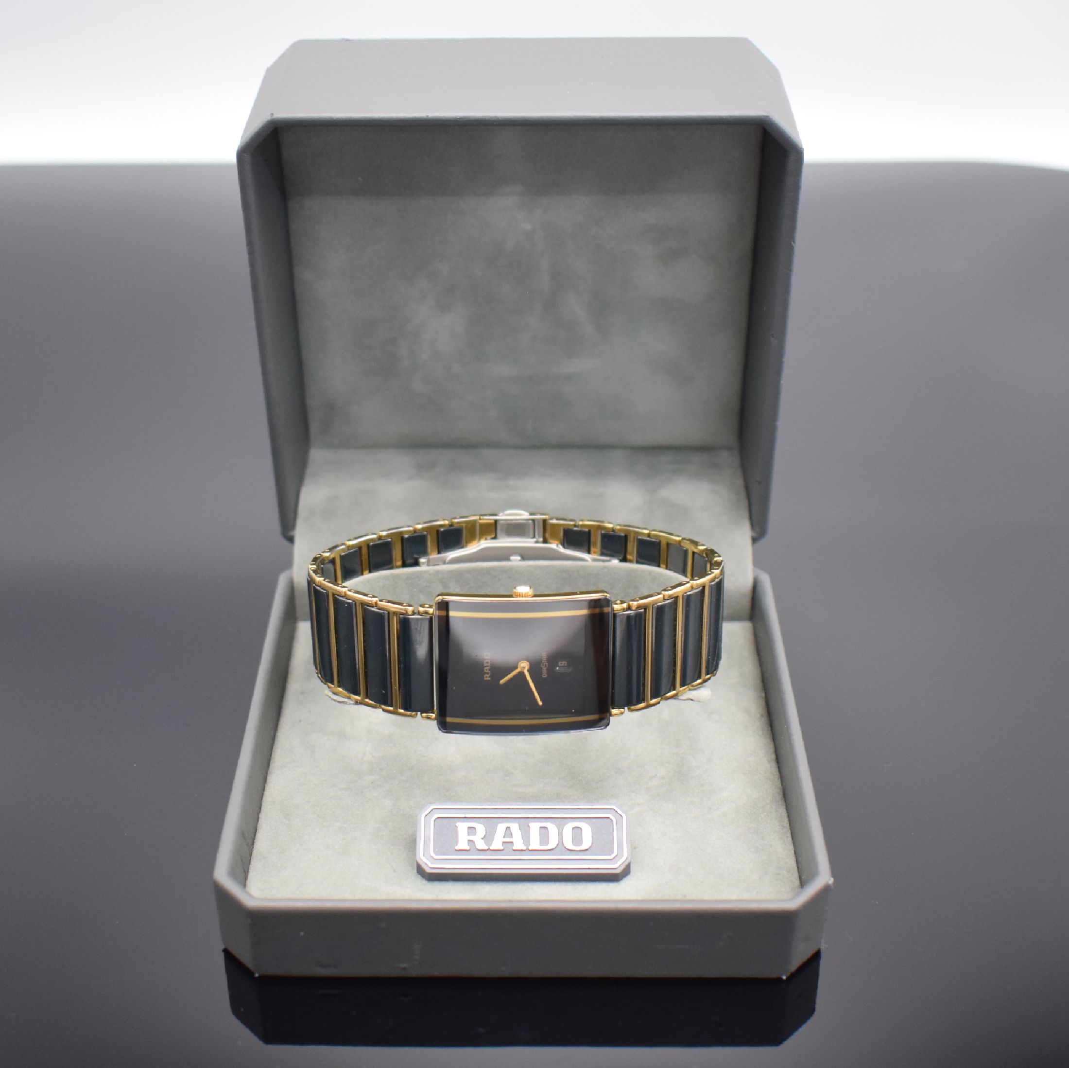 Detail d: RADO Diastar Herrenarmbanduhr, Schweiz um 1995, quarz, Ref. 160.0282.3, Geh. in Stahl teils verg., Keramik Gliederband m. dopp. Faltschl. in Stahl ...