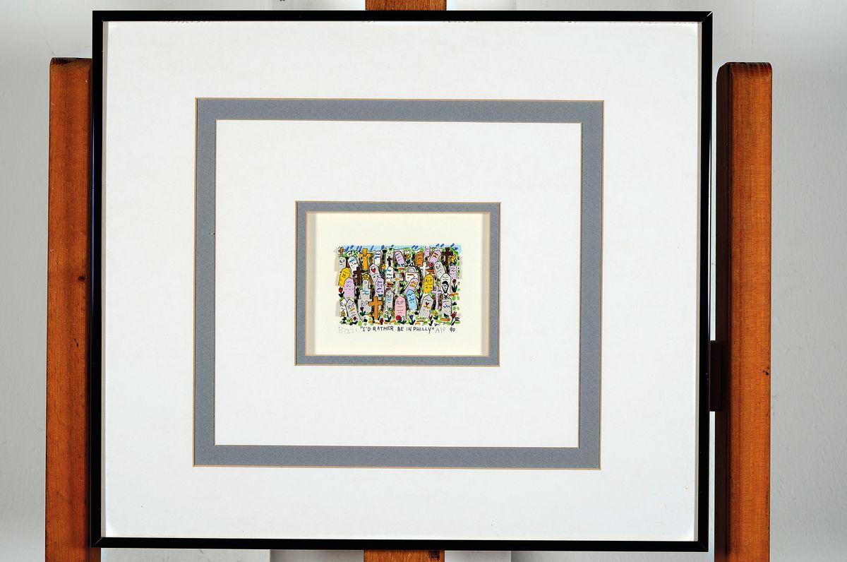 Detail k: James Rizzi, 1950-2011, 3D-Litho, "I'D Rather Be In Philly", handsigniert, bez. A/P, von 1990, 5 x 8 cm, Gesamtrahmen: 33.5 x 39 cm