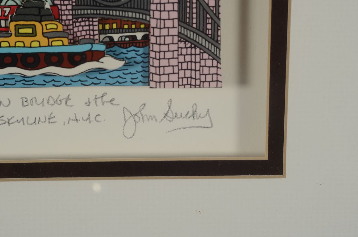 Detail a: John Suchy, geb. 1946, Zwei 3 -D-Lithos, a. The George Washington Brigde..., 58/450, handsigniert, PP: 22.5 x 12cm, Rahmen 47 x 37 cm und The ...