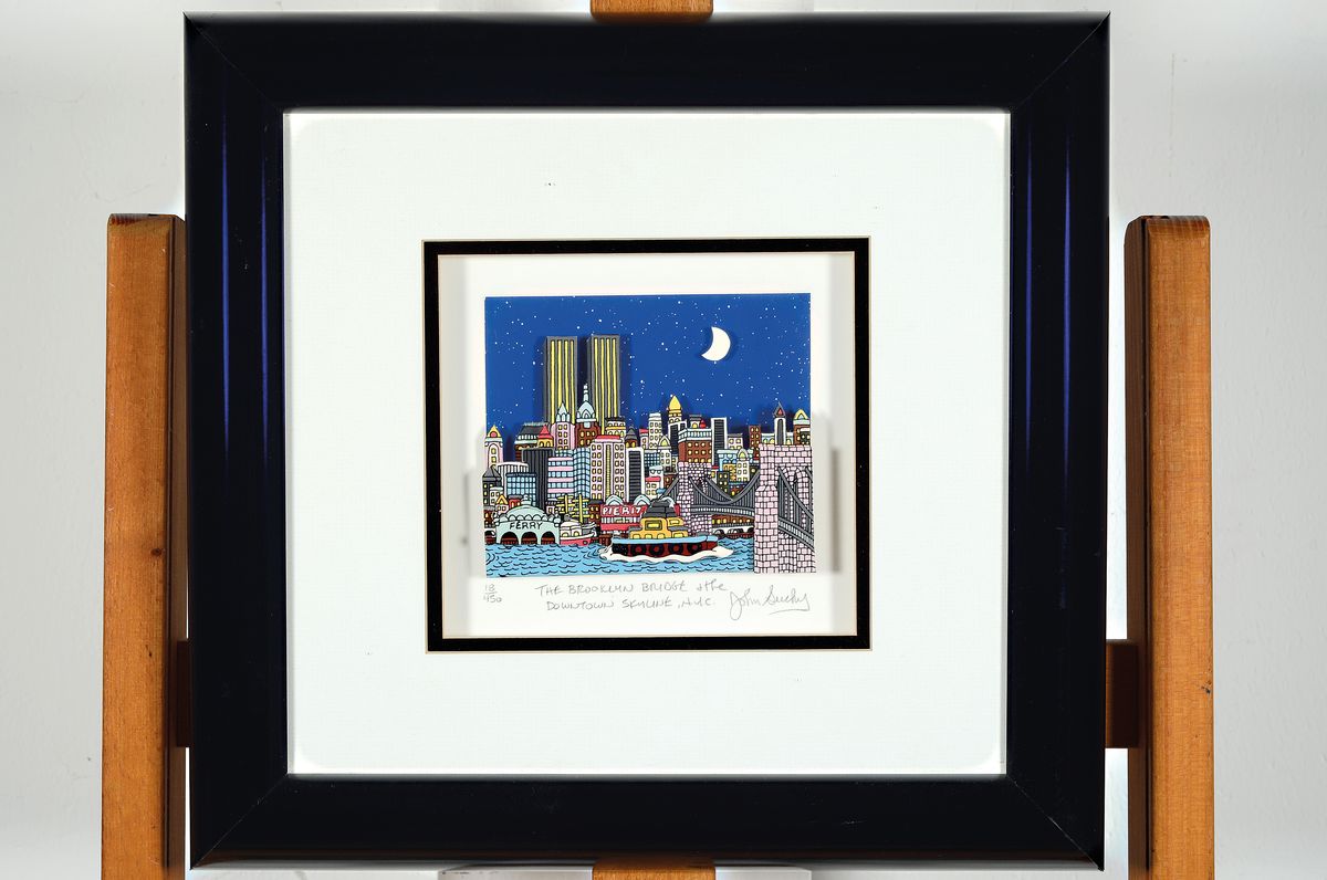 Detail k: John Suchy, geb. 1946, Zwei 3 -D-Lithos, a. The George Washington Brigde..., 58/450, handsigniert, PP: 22.5 x 12cm, Rahmen 47 x 37 cm und The ...