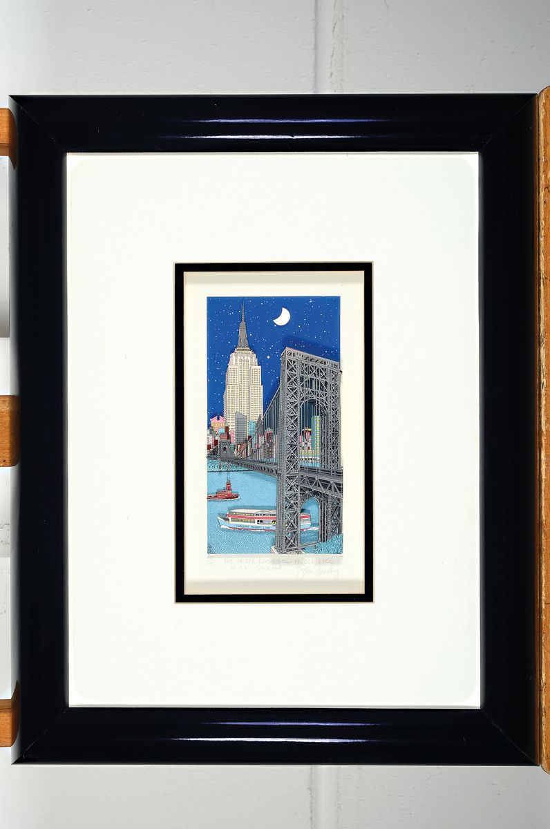 Detail m: John Suchy, geb. 1946, Zwei 3 -D-Lithos, a. The George Washington Brigde..., 58/450, handsigniert, PP: 22.5 x 12cm, Rahmen 47 x 37 cm und The ...