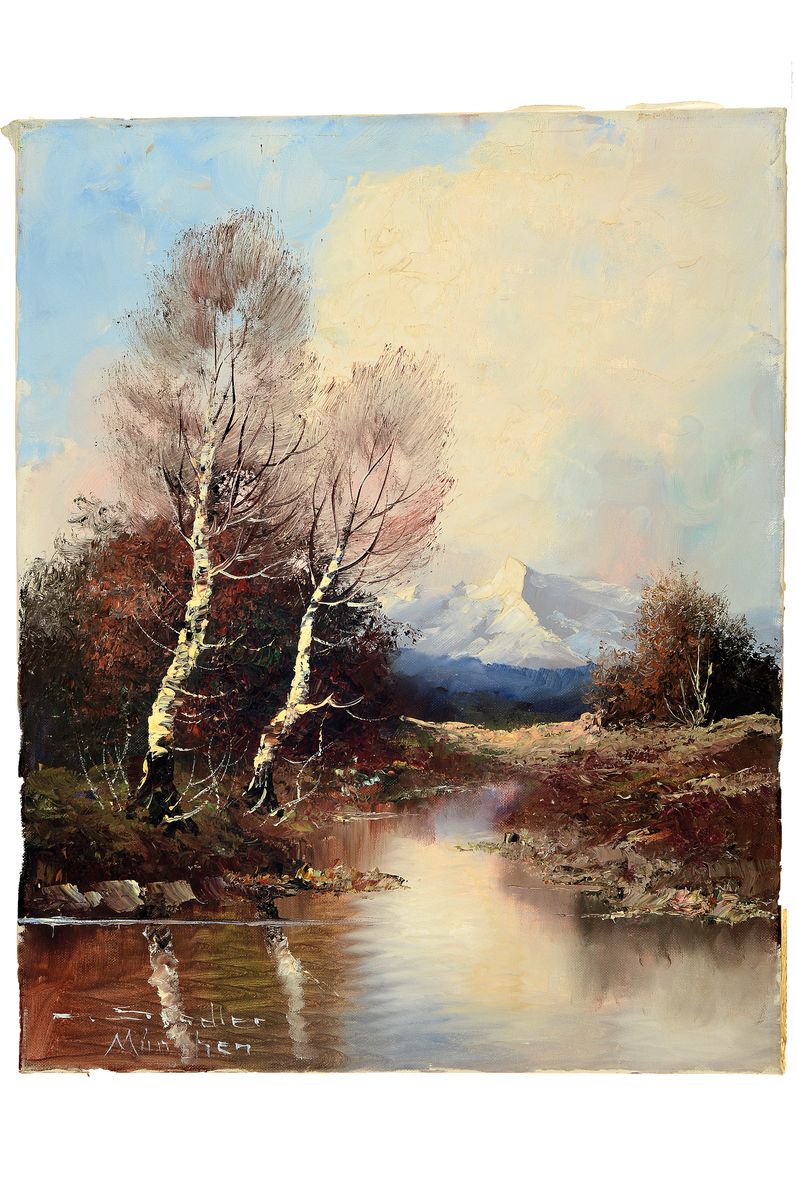 Stadler, Künstler der Münchner Schule, 2.H.20 .Jh., Voralpenlandschaft, Öl/Lwd, links unten signiert, 50x40 cm
