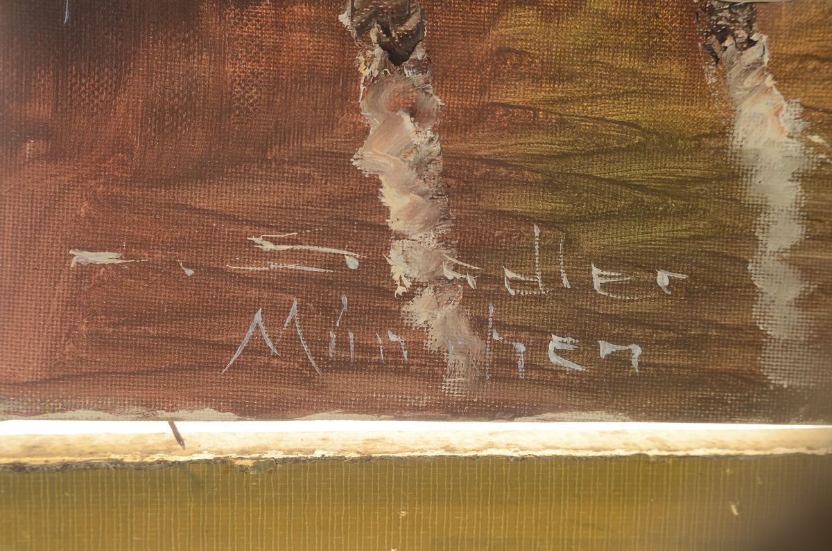Detail a: Stadler, Künstler der Münchner Schule, 2.H.20 .Jh., Voralpenlandschaft, Öl/Lwd, links unten signiert, 50x40 cm
