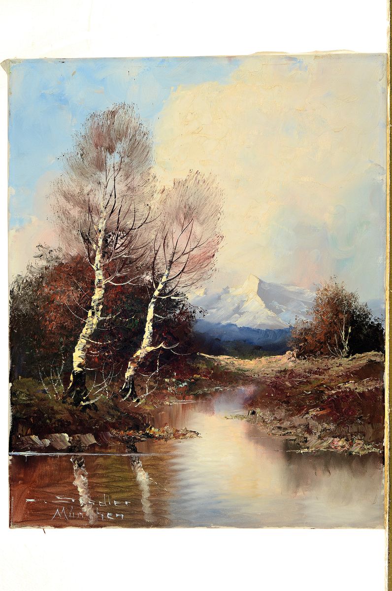 Detail k: Stadler, Künstler der Münchner Schule, 2.H.20 .Jh., Voralpenlandschaft, Öl/Lwd, links unten signiert, 50x40 cm