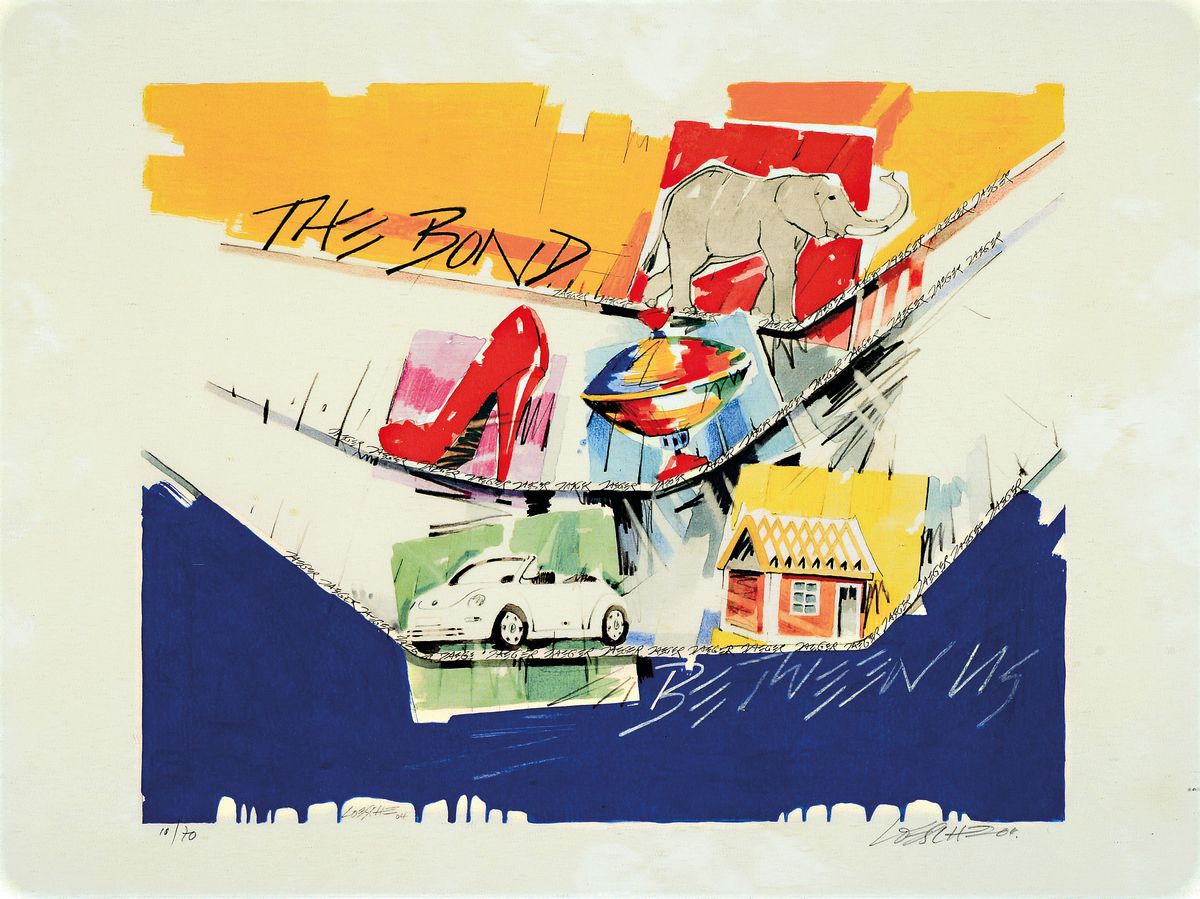 Detail b: Wolfgang Loesche, geb. 1947 Gotha, Ausbildung zum Farb-lithograph, Studium an der FH Bielefeld, zahlreiche europäische Ausstellungen u. ...