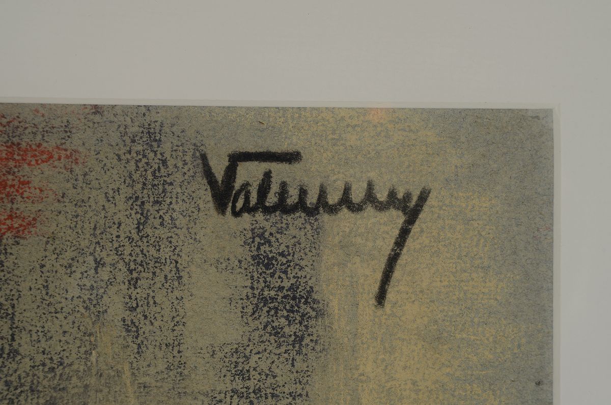 Detail a: Hugo Wallenius, 1892 Hamburg - 1948 Wattenscheid, Pastell, Frauenbildnis, junge Frau mit wallendem Kleid, rechts oben signiert, unter PP u. Glas ...