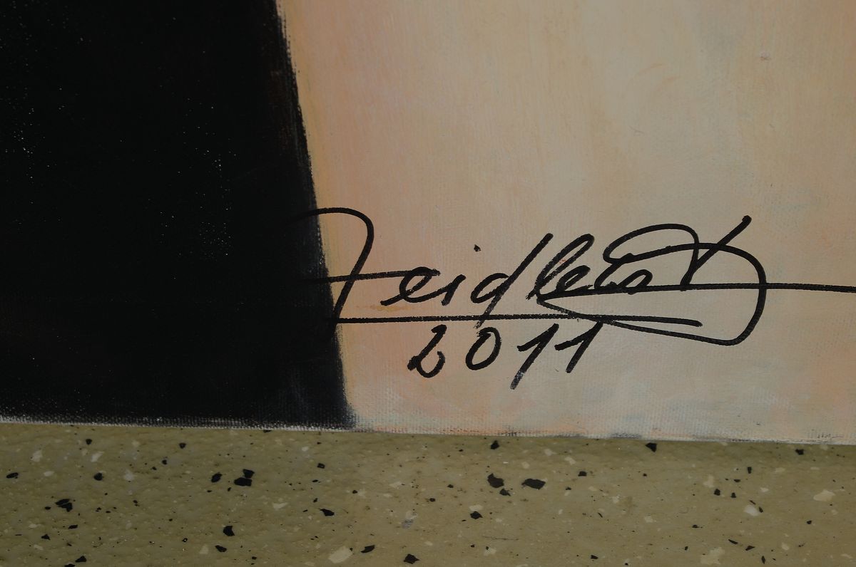 Detail a: Doris Zeidlewitz, geb. 1959, Studium an Städel in Frankfurt und an der Hochschule für Gestaltung Offenbach, Hier: "Amy", Öl/Lwd, unten ...