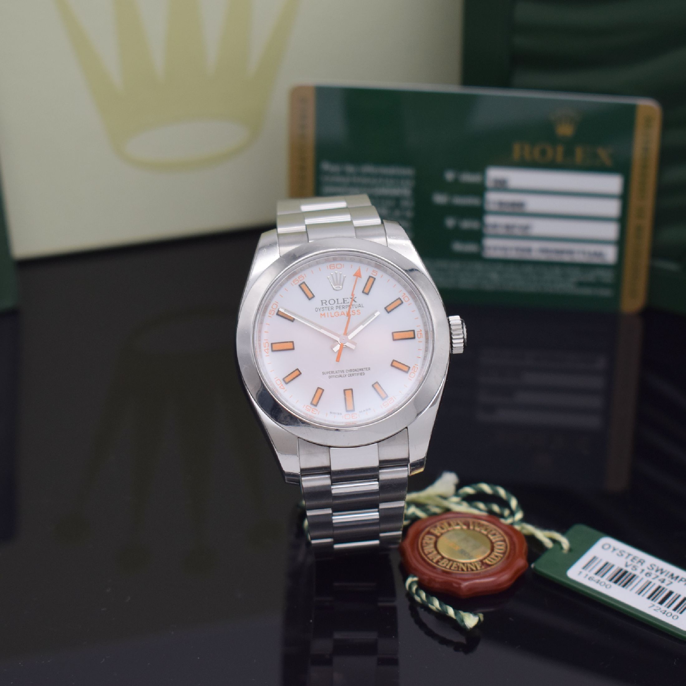 Detail b: ROLEX Herrenarmbanduhr Oyster Perpetual Milgauss Referenz 116400, Automatik, LC 100, V-Serie, Chronometer der Superlative in Edelstahl inkl. ...