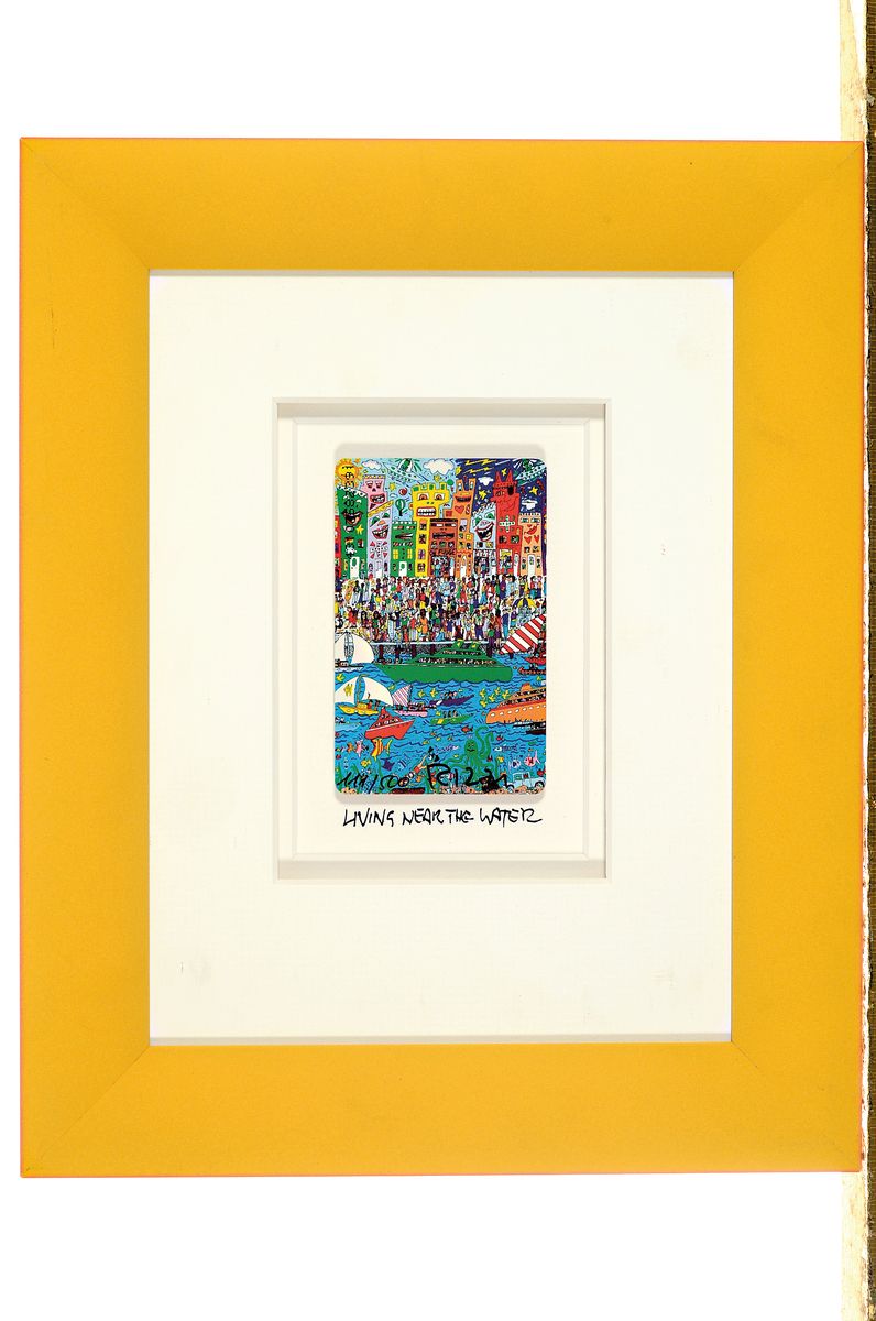 Detail m: James Rizzi, 1950 - 2021, fünf Telefonkarten, einmal num. 111/500, "Living Near The Water", handsigniert, 25.5 x 20 cm, und 3 Karten in ...