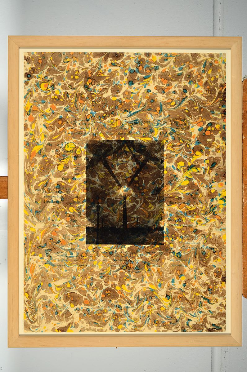 Detail k: Sigmar Polke, 1941 - 2010, Obelisk, (Hieroglyphen), von 1973, Marmordesign mit Bildaufdruck in schwarz, blauer Schriftaufdruck, Multiple, ...