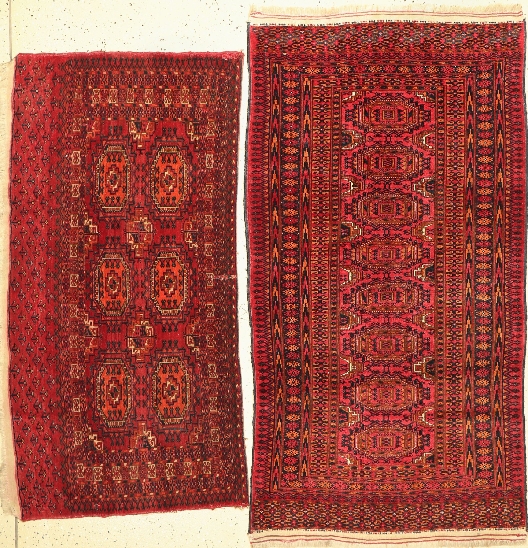 2 Lots, Turkmenistan, um 1920/1930, Wolle auf Wolle, ca. 147 x 77 cm, EHZ: 3