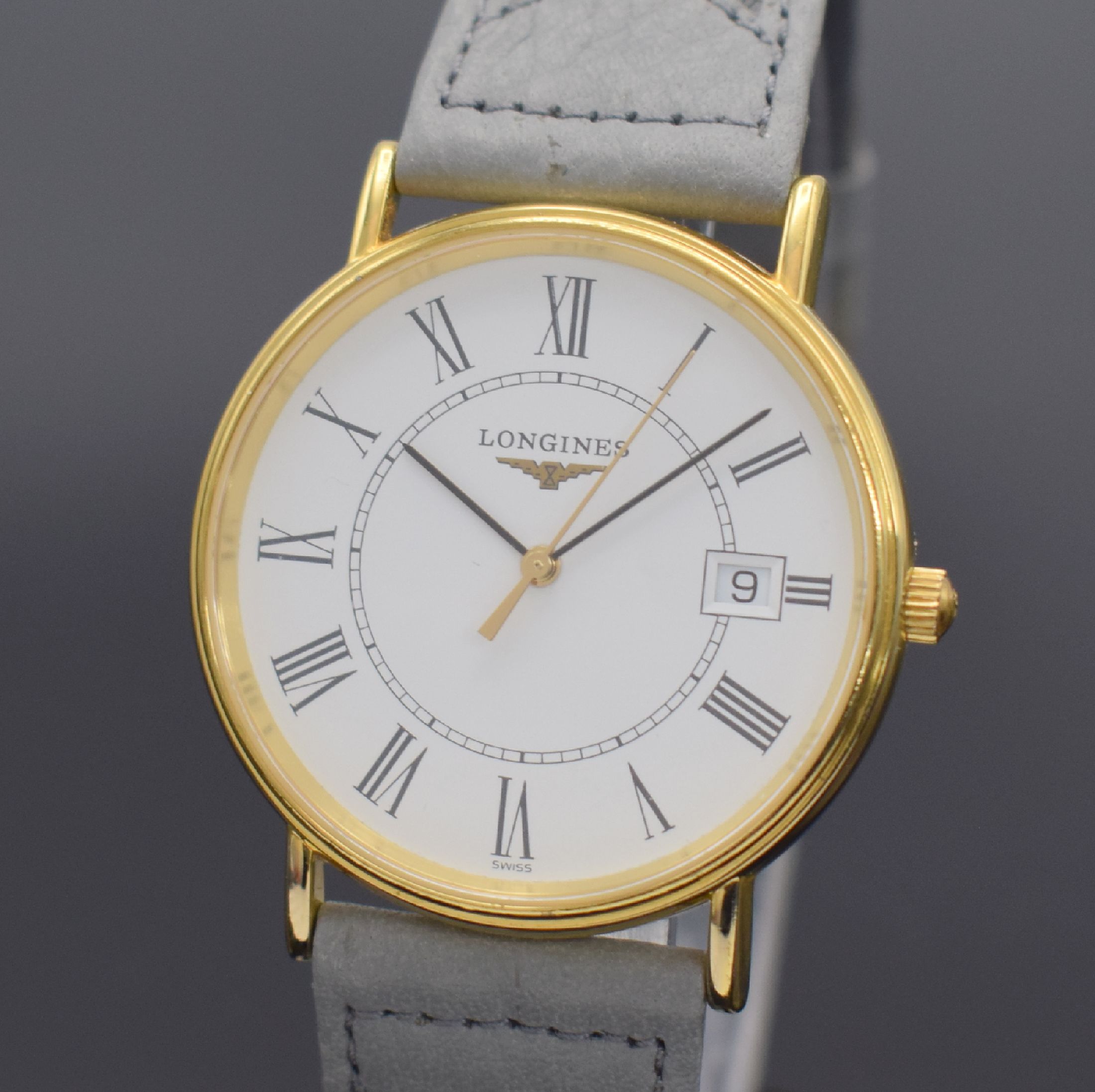 Detail a: LONGINES Armbanduhr Ref. L4.720.2, Schweiz um 2000, quarz, verg. Gehäuse, Edelstahlboden (Nutzsp.) gedr., weißes Zifferbl. m. röm. Zahlen, Datum, ...