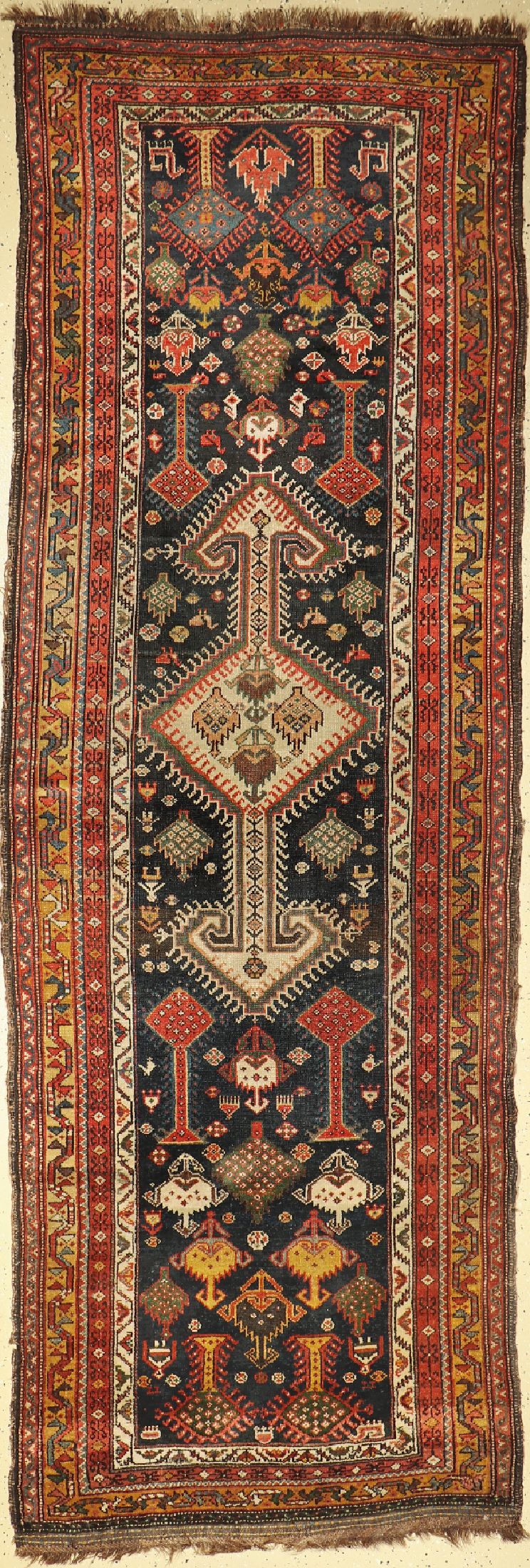 Antiker Kurden Dorfteppich, Persien, 19.Jhd, Wolle auf Wolle, ca. 311 x 106 cm, EHZ: 3-4