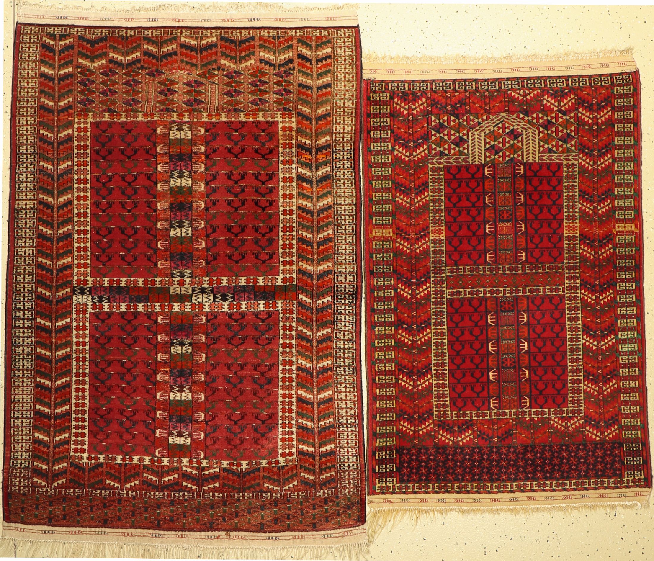 2 Lots Buchara, Rußland, ca. 50 Jahre, Wolle auf Wolle, ca. 158 x 104 cm, EHZ: 2