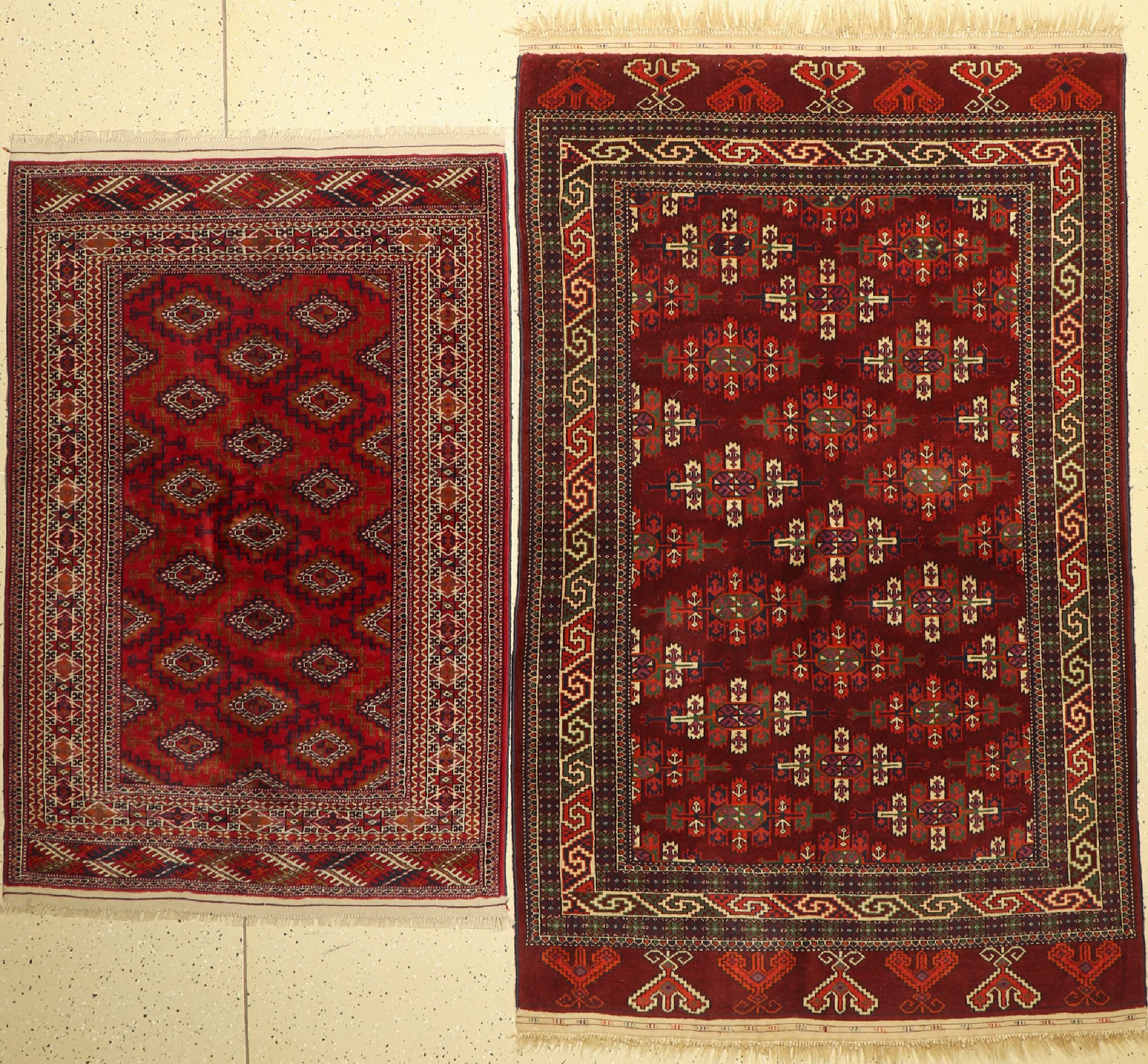 2 Lots Buchara, Rußland, ca. 50 Jahre, Wolle auf Wolle, ca. 205 x 126 cm, EHZ: 2