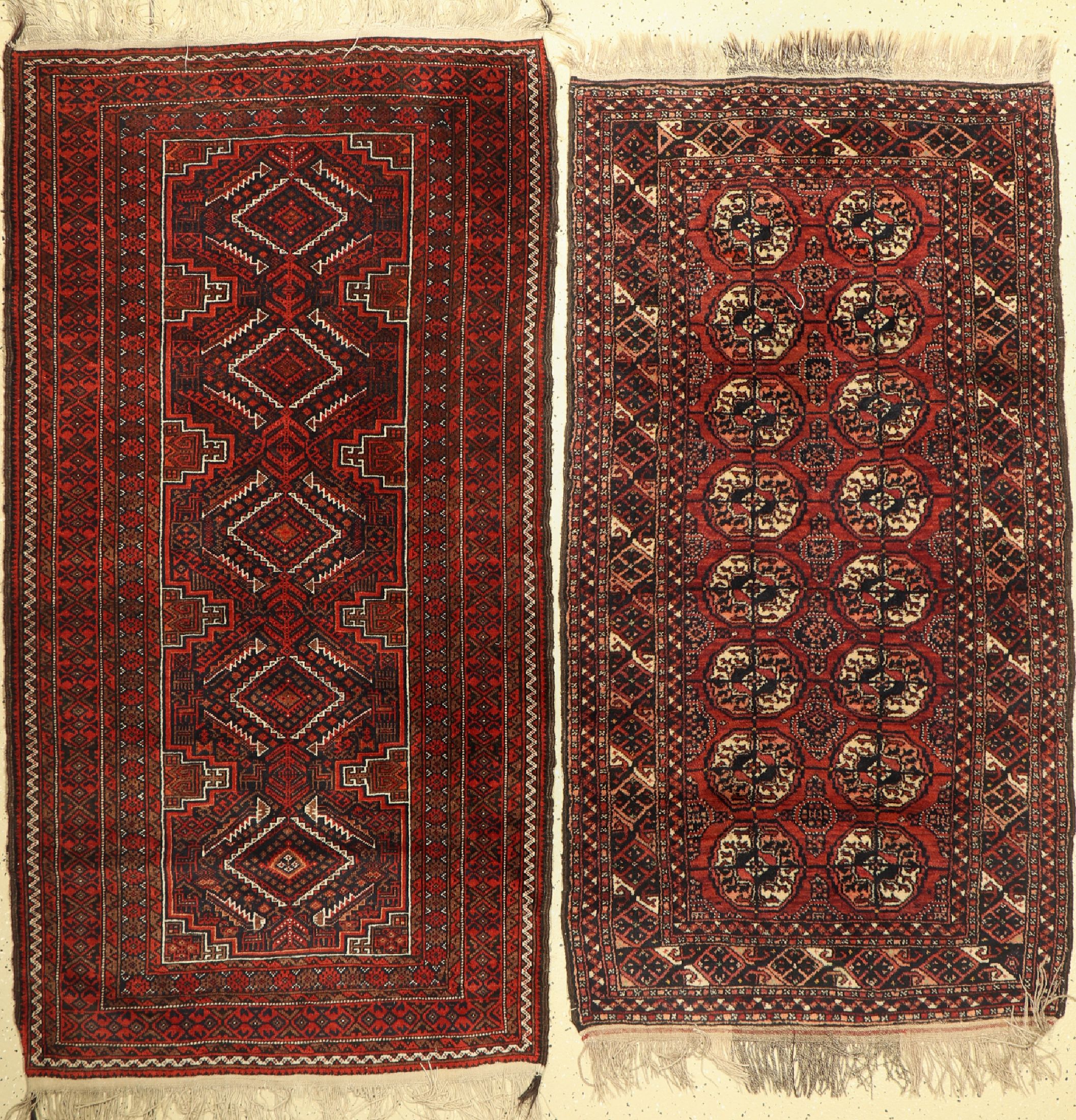 2 Lots Belutsch, Persien, um 1940/1950, Wolle auf Wolle, ca. 183 x 95 cm, EHZ: 2-3