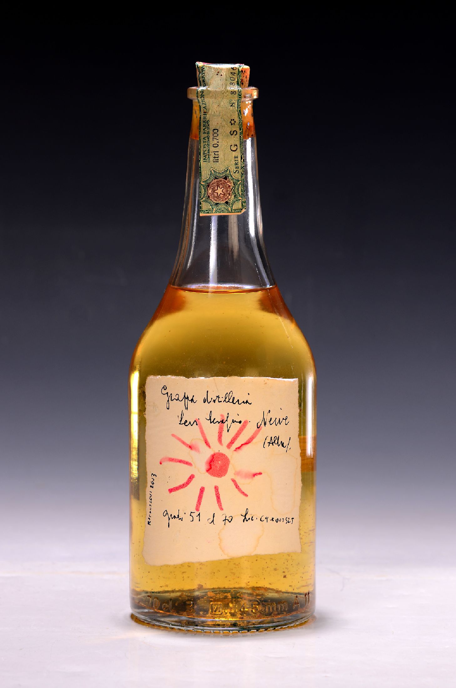 1 Flasche Grappa Levi Serafino, Destilleria Romano Levi, 2003, Regieon Nieve, Piemont/Italien, ca. 700ml, unverkostet, top shoulder, Etikett l. ...