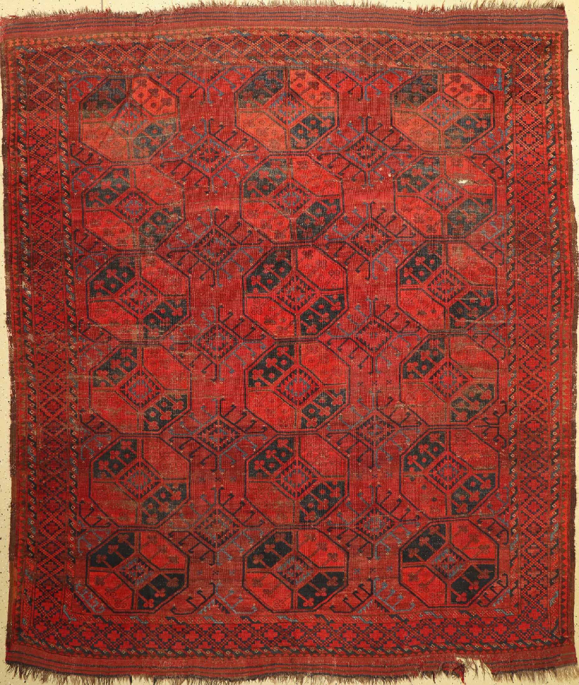 Ersari Hauptteppich, Afganistan, 19.Jhd, Wolle auf Wolle, ca. 275 x 234 cm, Alters-und Gebrausspuren