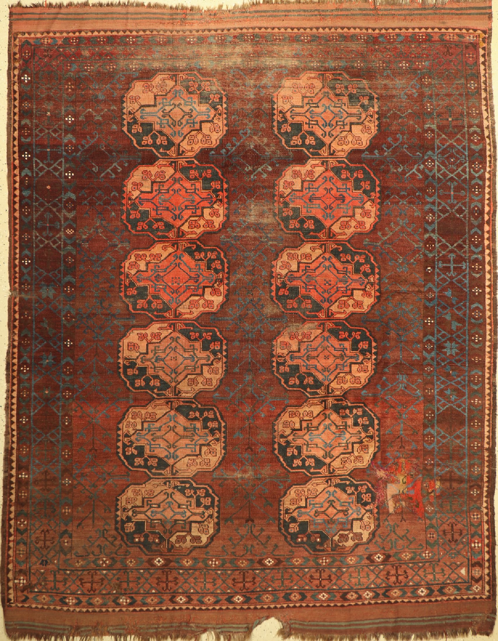 Ersari Hauptteppich, Afganistan, 19.Jhd Wolle auf Wolle, ca. 275 x 213 cm, Alters-und Gebrauchsspuren