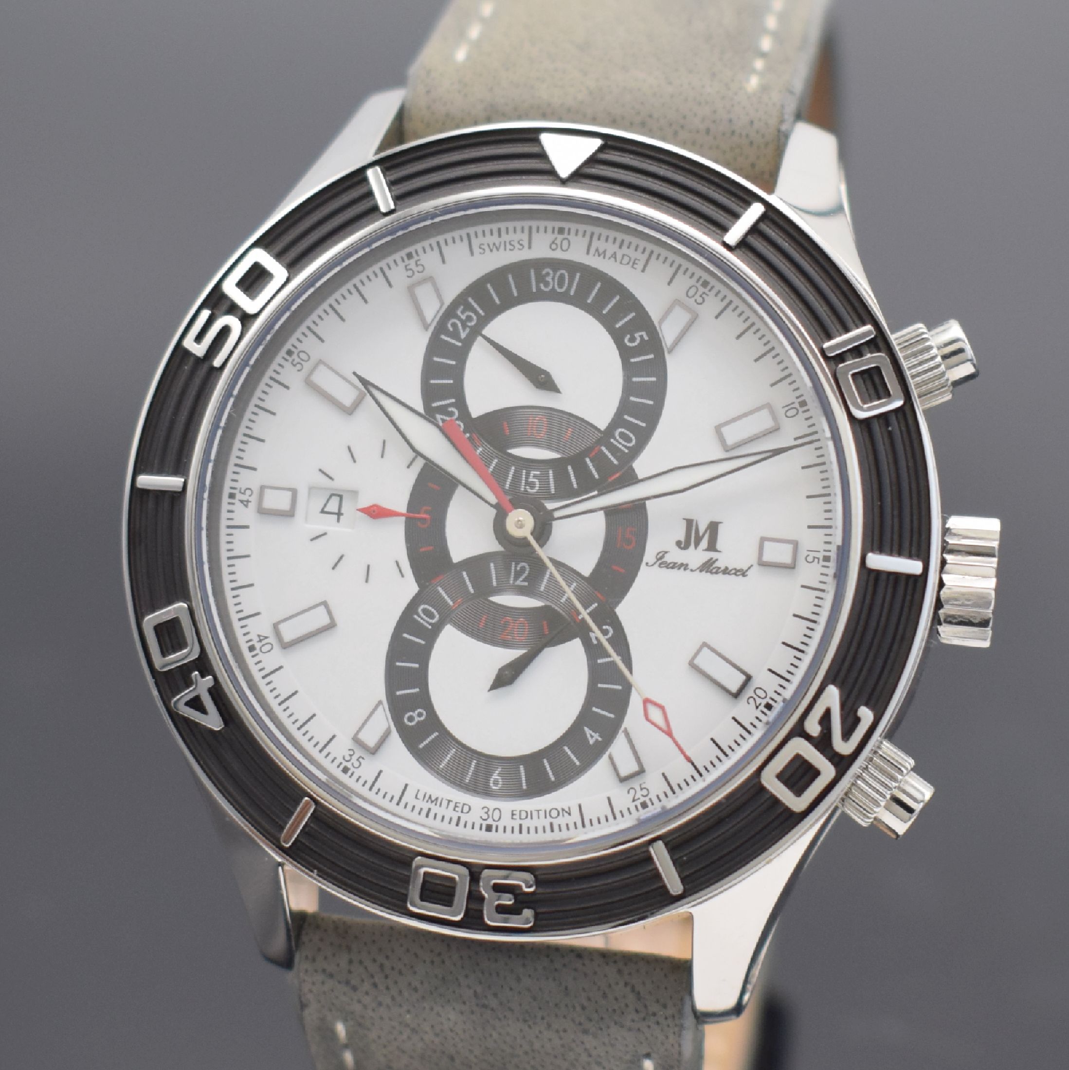 Detail a: JEAN MARCEL auf 300 Stück limitierte Herrenarmbanduhr mit Chronograph Referenz 60.280, Schweiz um 2015, Automatik, massives beids. vergl. Gehäuse ...