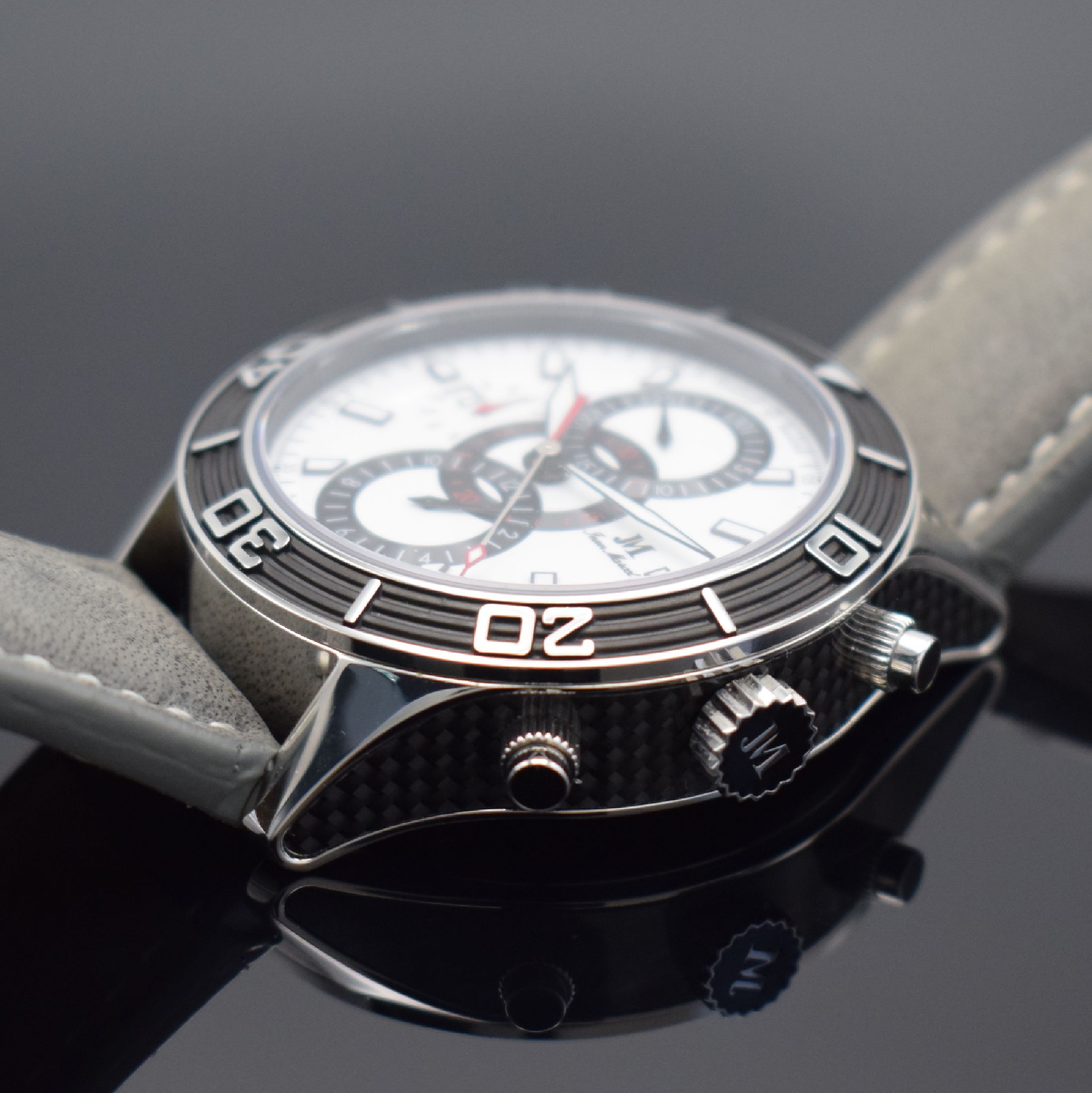 Detail c: JEAN MARCEL auf 300 Stück limitierte Herrenarmbanduhr mit Chronograph Referenz 60.280, Schweiz um 2015, Automatik, massives beids. vergl. Gehäuse ...