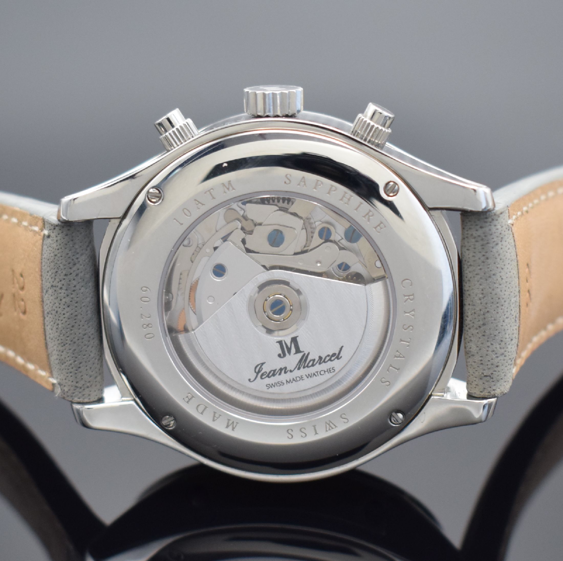 Detail d: JEAN MARCEL auf 300 Stück limitierte Herrenarmbanduhr mit Chronograph Referenz 60.280, Schweiz um 2015, Automatik, massives beids. vergl. Gehäuse ...