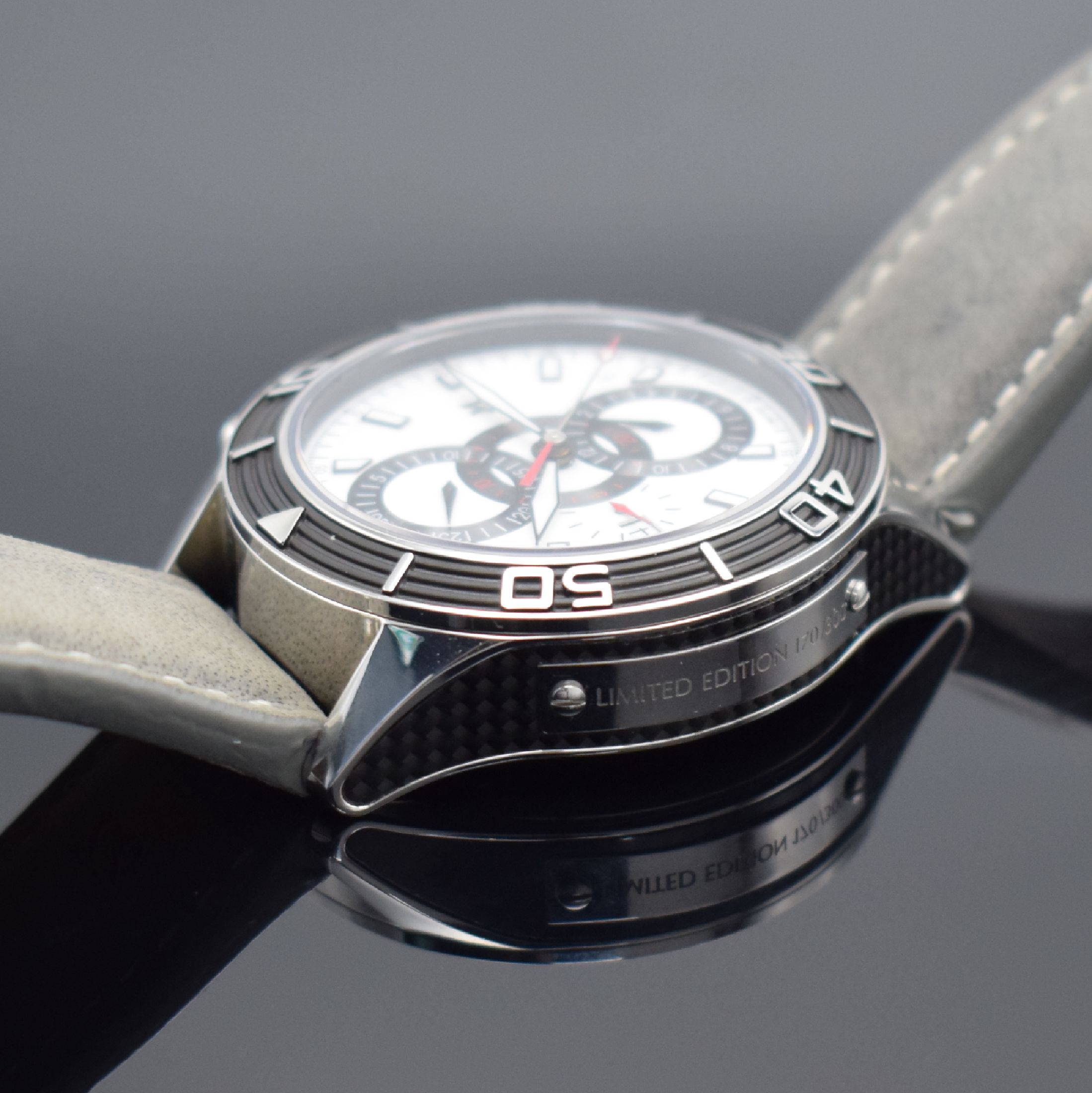 Detail f: JEAN MARCEL auf 300 Stück limitierte Herrenarmbanduhr mit Chronograph Referenz 60.280, Schweiz um 2015, Automatik, massives beids. vergl. Gehäuse ...