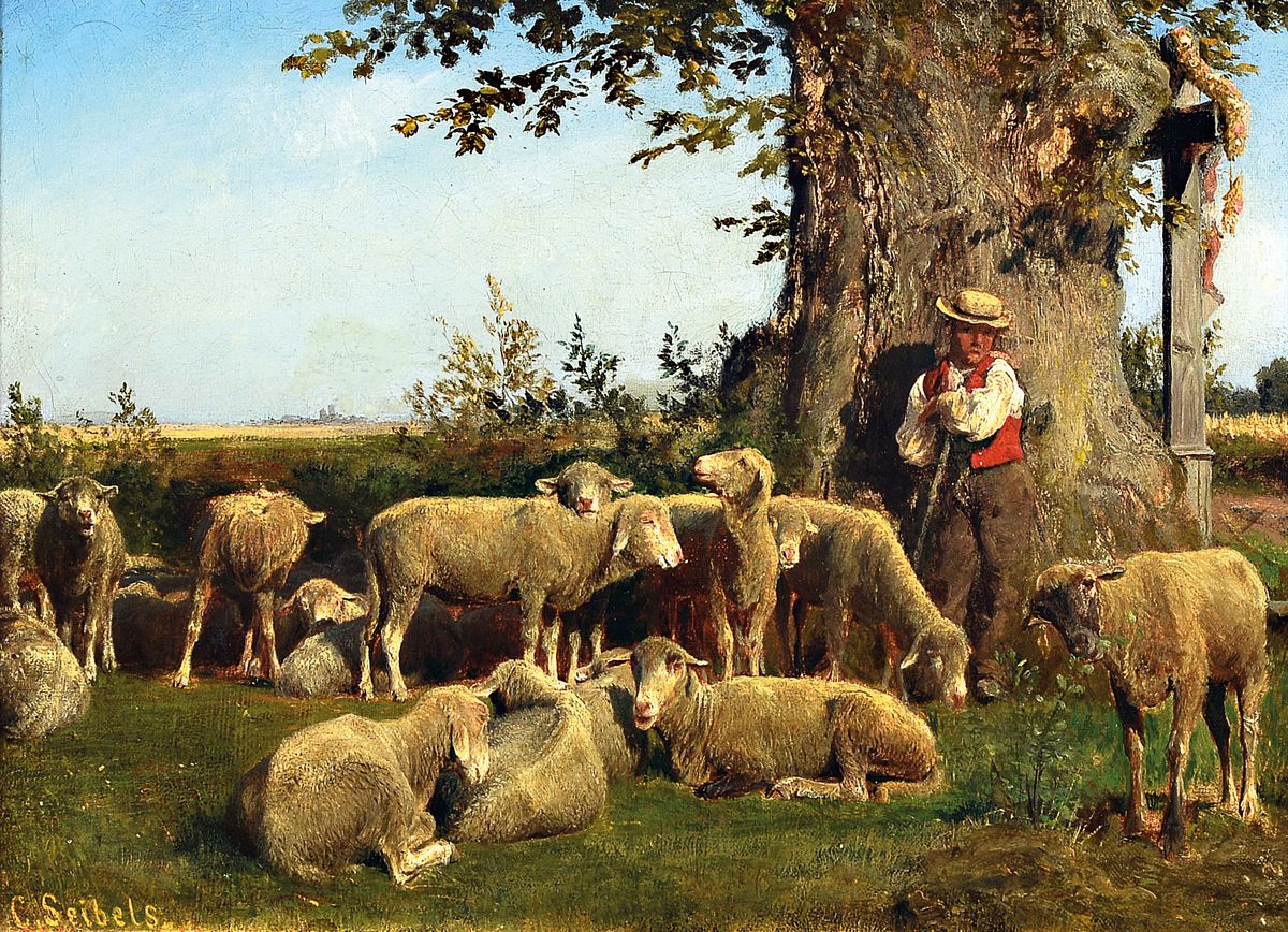 Carl Seibels, 1844 Köln-1877 Süditalien, Studium an der Akademie Düsseldorf bei O. Achenbach und an der Schule von Barbizon, Schäfer mit seiner ...