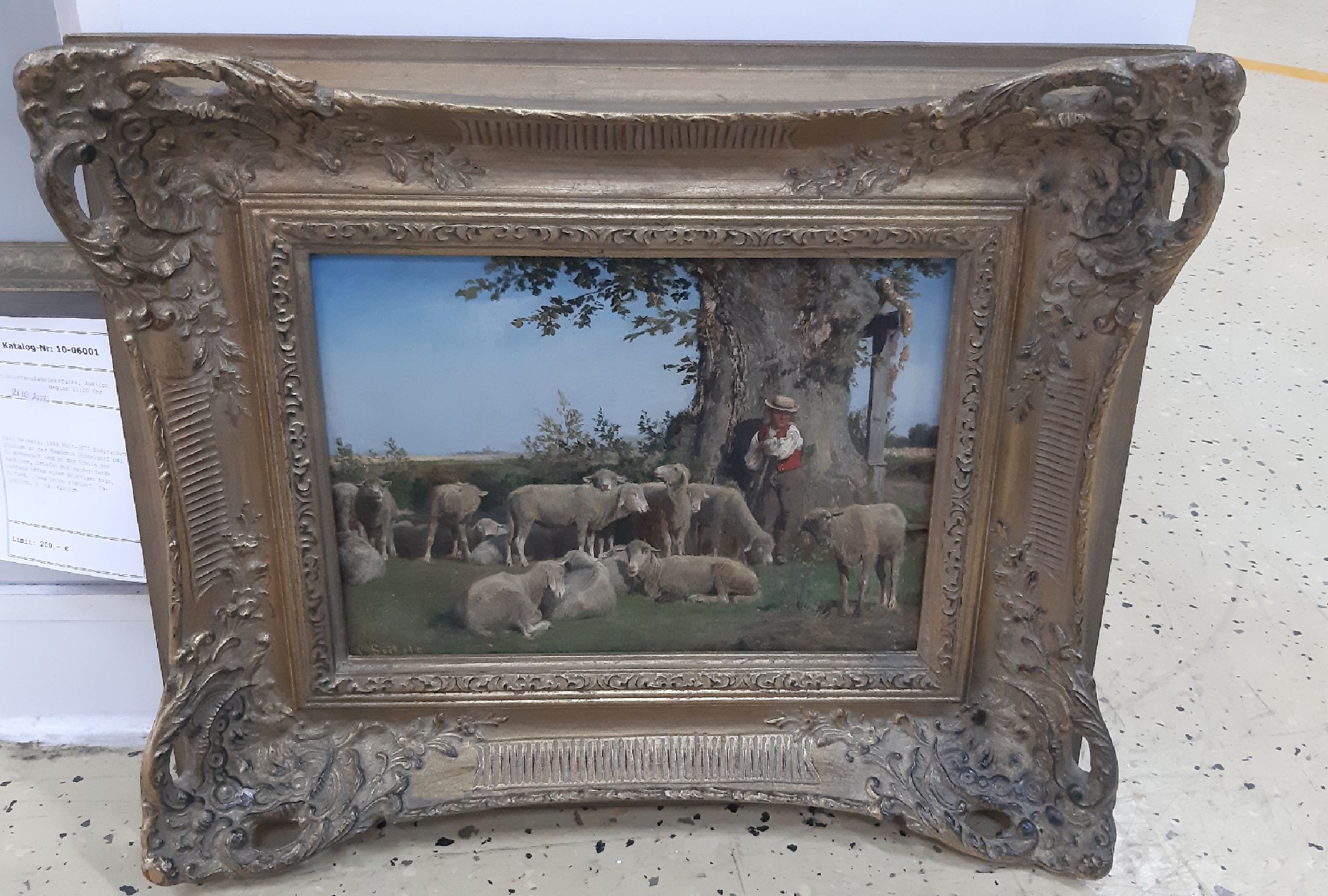 Detail c: Carl Seibels, 1844 Köln-1877 Süditalien, Studium an der Akademie Düsseldorf bei O. Achenbach und an der Schule von Barbizon, Schäfer mit seiner ...