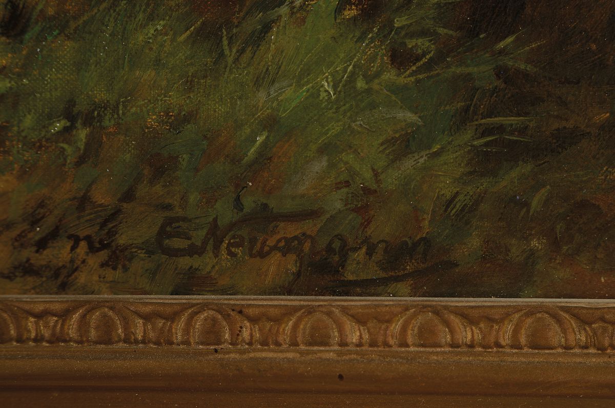 Detail a: Emil Friedrich Neumann, 1842 Pojerstiten - 1903 Kassel, Studium an der Akademie Kassel bei Behrendsen u. Bromeis, hier: Strandszenerie, Blick über ...