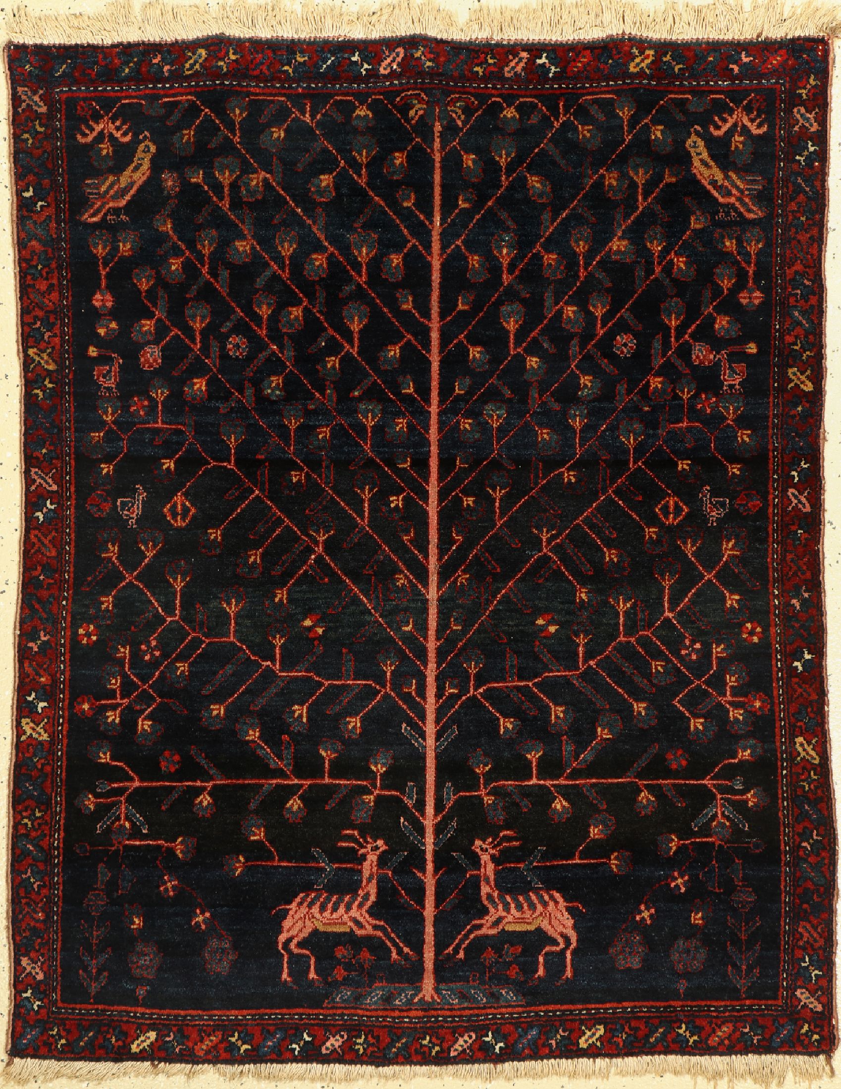 Seltener Malayer antik, Persien, um 1910/1920, Wolle auf Baumwolle, ca. 135 x 108 cm, EHZ:(Sehr guter Zustand)