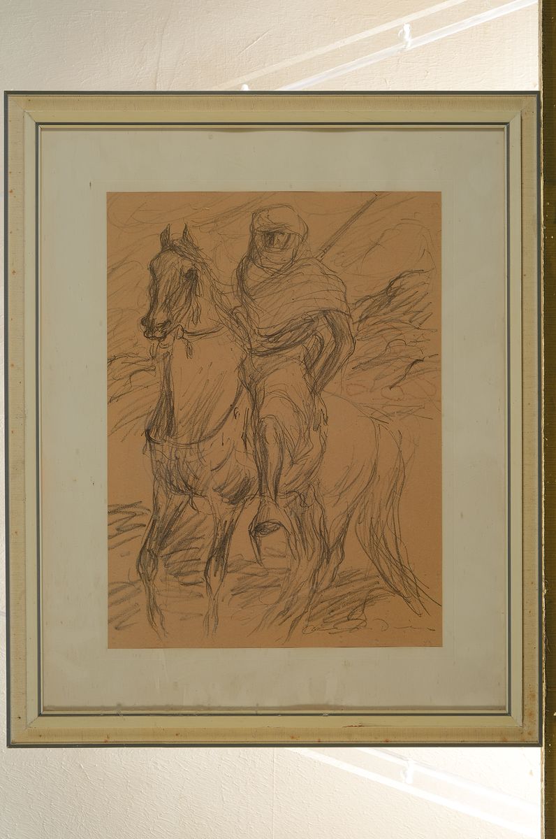 Detail k: Otto Dill, 1884 Neustadt-1957 Bad Dürkheim, Berber zu Pferd, Bleistiftzeichnung auf Papier, rechts unten signiert, ca. 38x28cm, PP, u. Gl., R. ca. ...