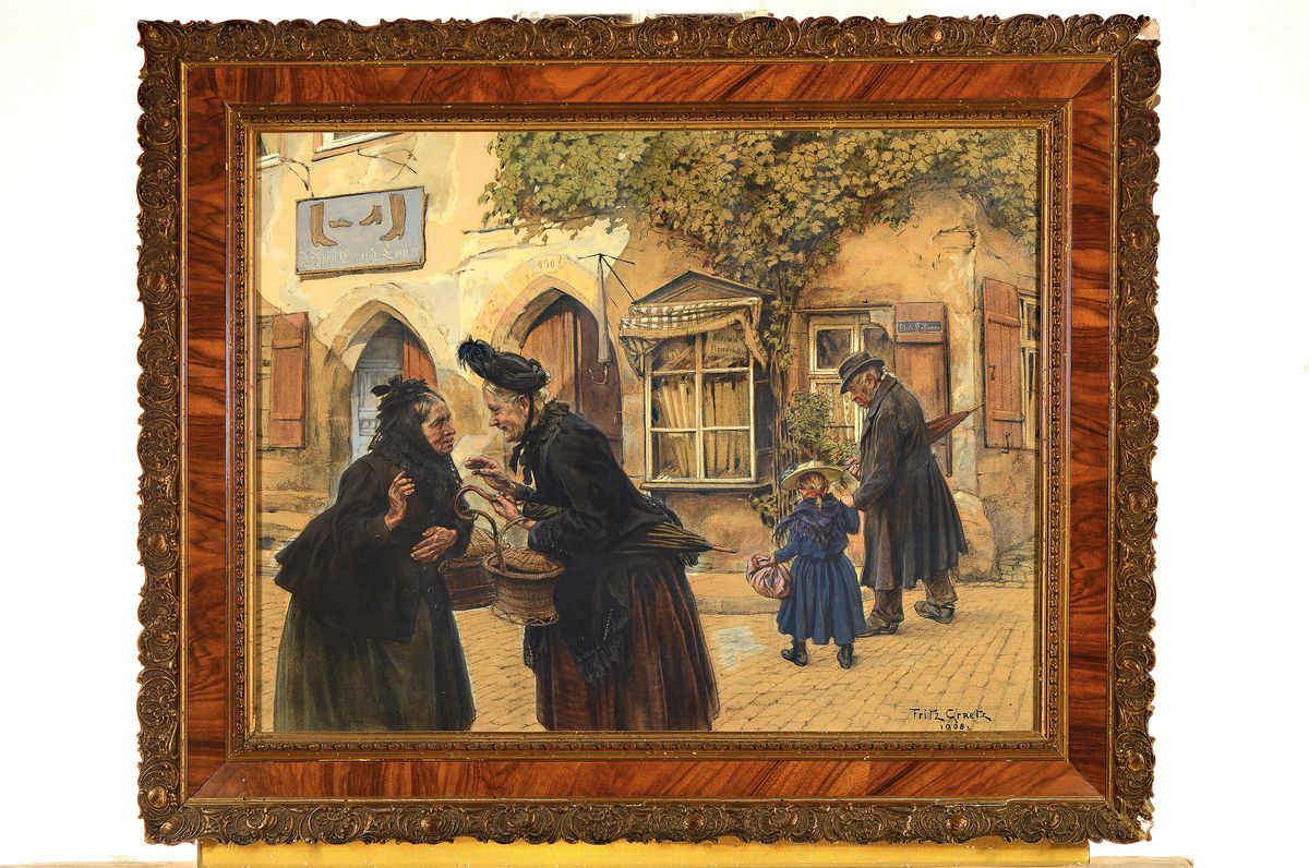 Detail k: Fritz Graetz, 1875 Frankfurt/Main-1915 Serbien, Studium am Städel bei Hasselhorst und Kirchbach, sowie an der Akademie München bei Marr, hier: zwei ...