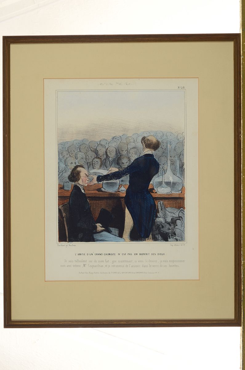 Detail l: 8 Karikaturen, Frankreich, um 1900, Farblithographien mit Texten in frz. Sprache, gedruckt bei Aubert Paris, meist aus Emotions Parisiennes, ...
