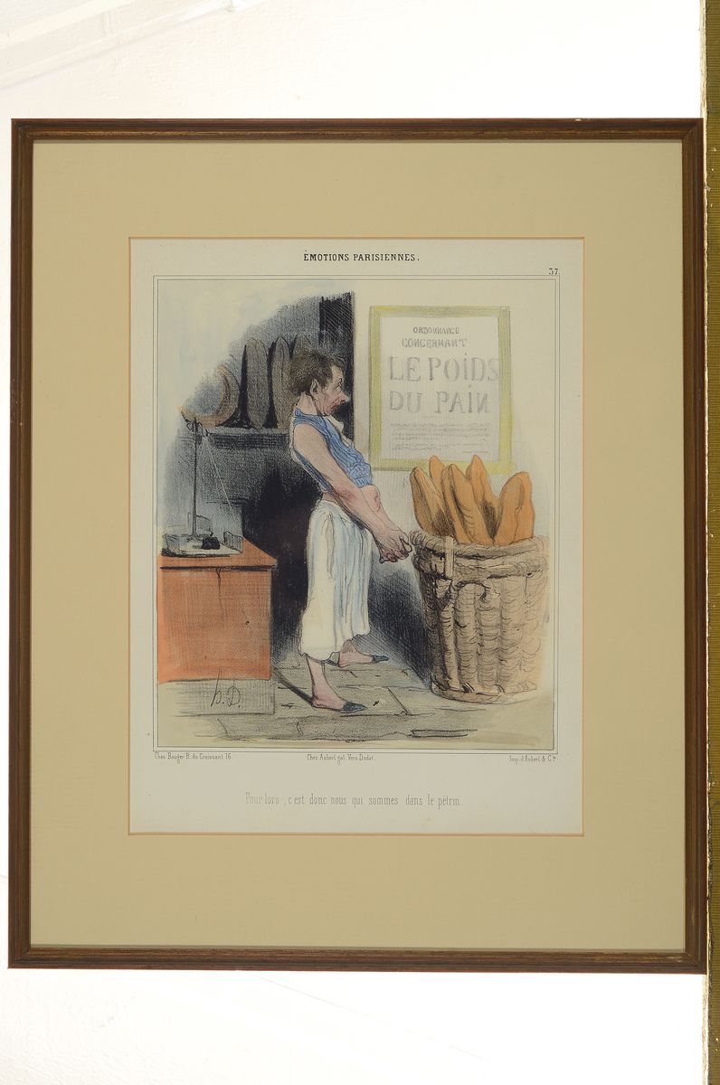 Detail m: 8 Karikaturen, Frankreich, um 1900, Farblithographien mit Texten in frz. Sprache, gedruckt bei Aubert Paris, meist aus Emotions Parisiennes, ...