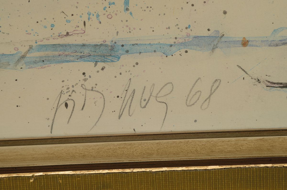 Detail c: Fritz Rudolf Hug, 1921 Dornach-1989 Speicherschwendi, 2 Farblithographien: Basset-Hund, sign. und dat. 69, num. 27/265, ca. 52x37cm, La paix chez les ...