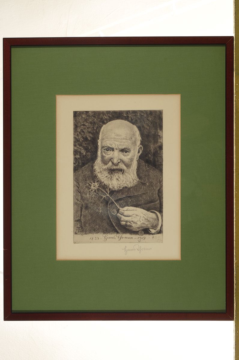 Detail k: Hans Thoma, 1839 Bernau-1924 Karlsruhe, Selbstbildnis VI mit Blume von 1919, Radierung zum 80. Geburtstag, handsigniert, ca. 24x16.5cm, PP, u.Gl., R. ...