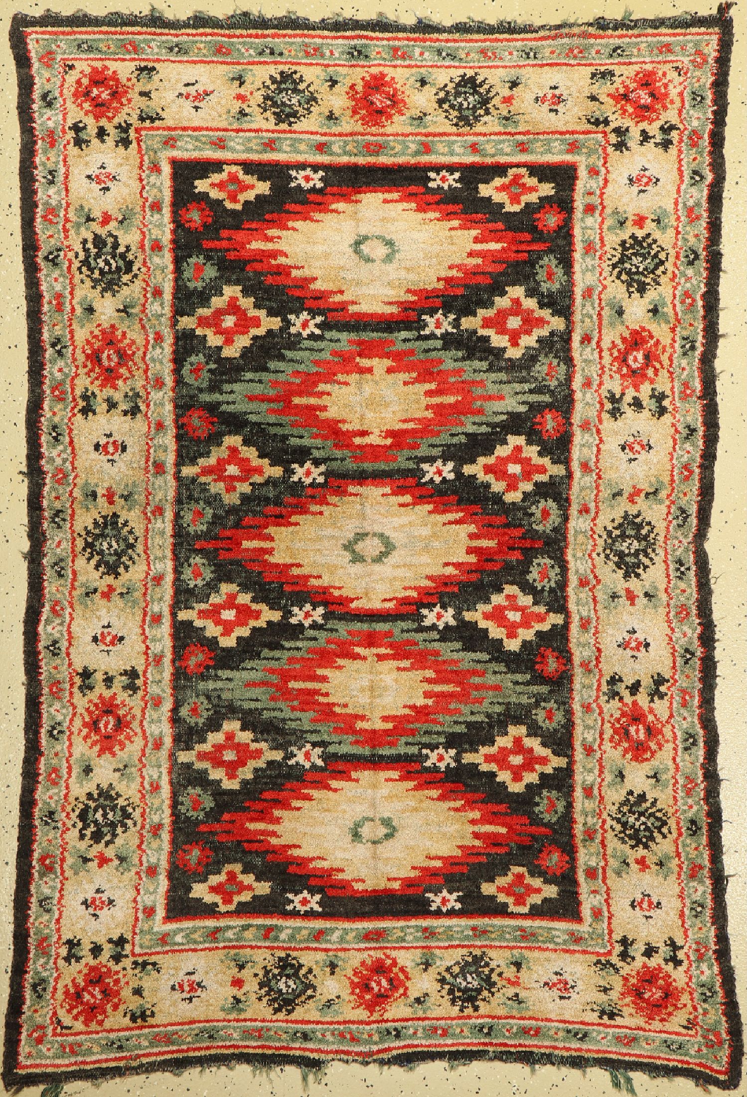 Doppelseitiger Rya antik, Skandinavien, um 1910/1920, Wolle auf Baumwolle, ca. 176 x 120 cm, EHZ:(Guter Zustand)