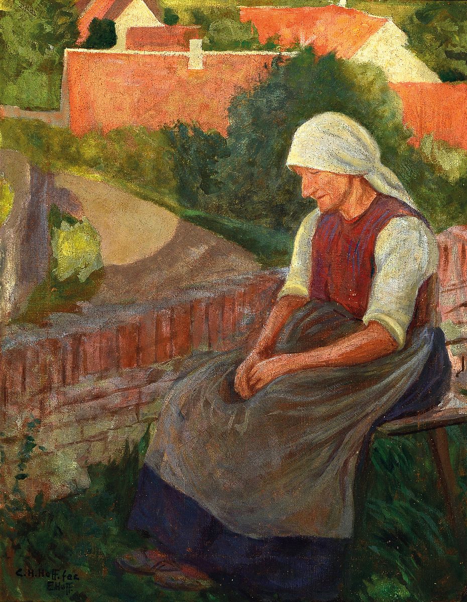 Carl Heinrich Hoff, 1866 Düsseldorf-1904 Feldberg, Schüler seines Vaters Carl H. Hoff, der in Karlsruhe Professor war, hier: sitzende Bauersfrau, ...