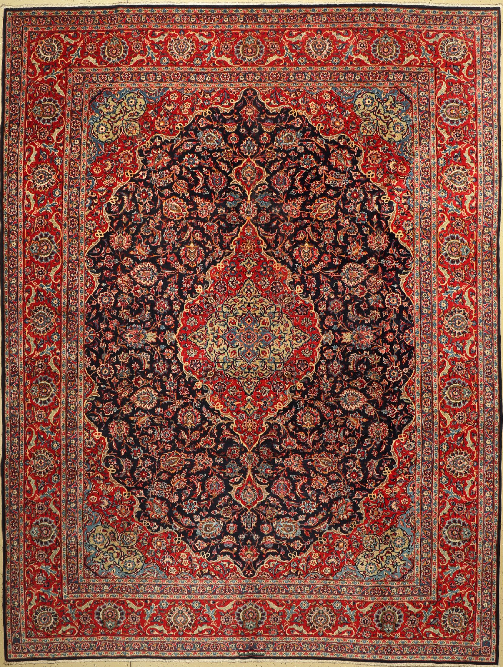 Keschan Kork fein signiert, (Farschtschi), Persien, um 1960, Korkwolle, ca. 404 x 307 cm,EHZ: 2