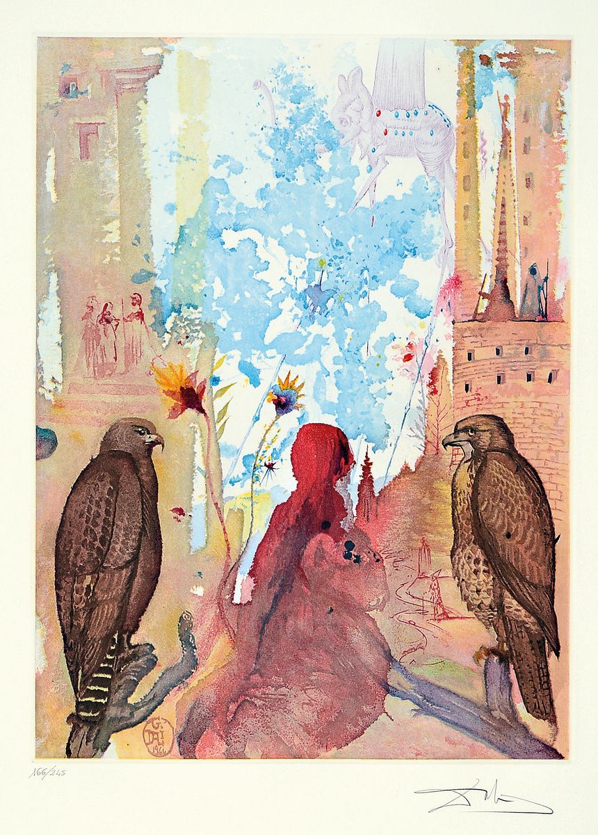 Salvador Dali, 1904-1989 Figueres/Spanien, Lithographie, "L'elephant et le rapax", num. 166/245, Edition d'Art Les Heures ...