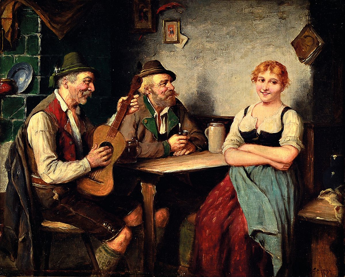 Detail b: Carl Ostersetzer, 1865 Brody - 1914 Wien, zwei Genres, Bauerninterieurs, je verso bezeichnet "Im Zeichen der Liebe" und "Ihr ...