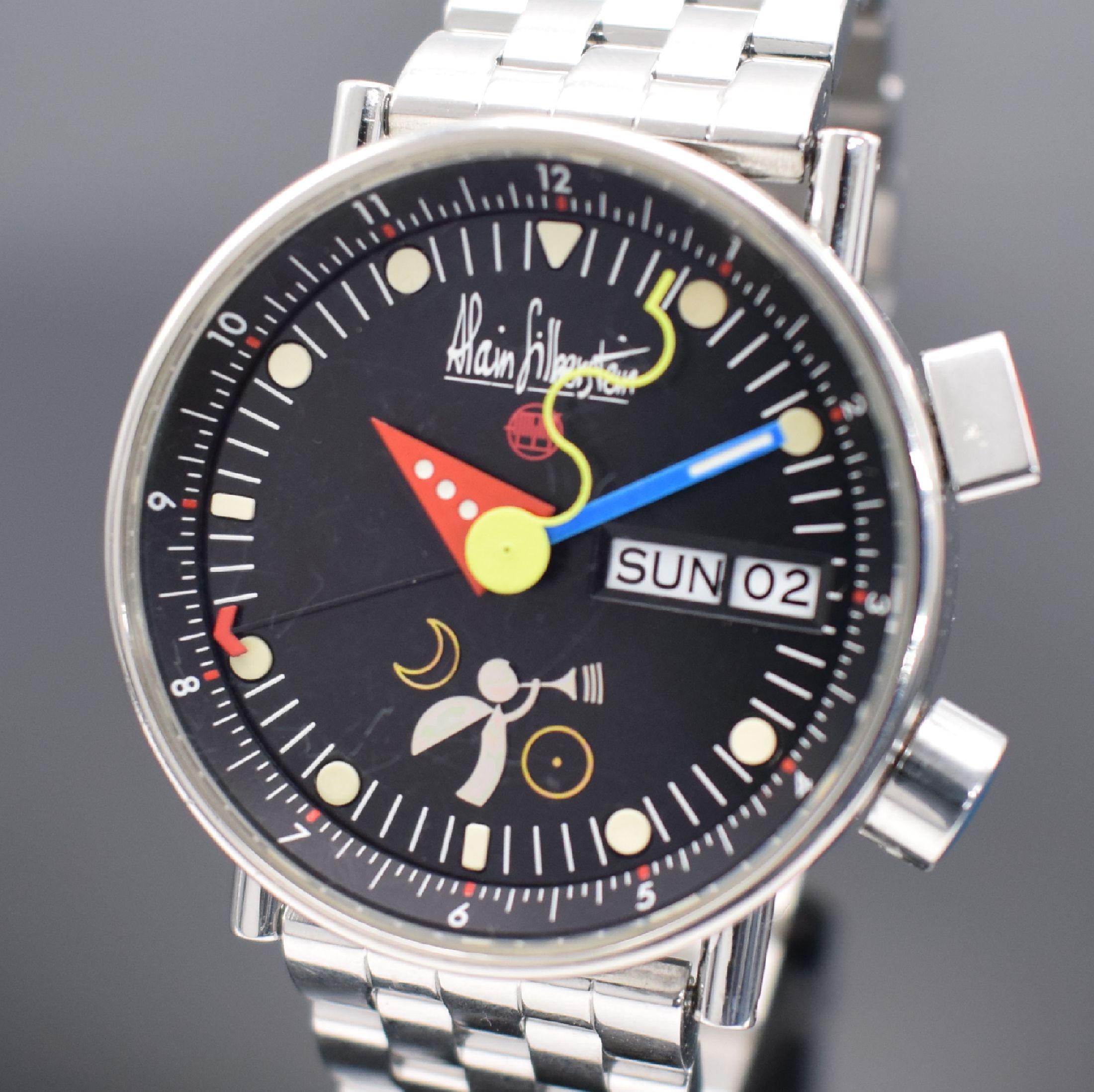 Detail a: ALAIN SILBERSTEIN seltene Herrenarmbanduhr Modell Le Reveil, Frankreich um 2001, auf 500 Stück lim. Sondermodell, Automatik, Edelstahlgeh. inkl. ...
