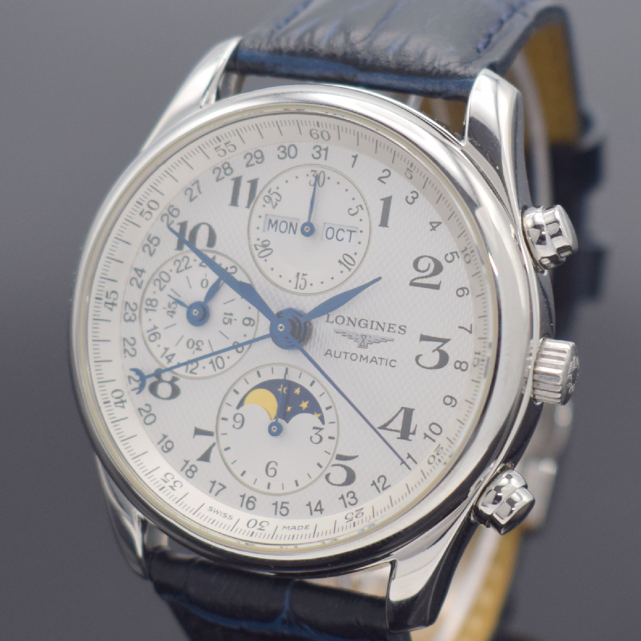 Detail a: LONGINES Armbandchronograph aus der "Master Collection", Automatik, Schweiz um 2005, mit Vollkalenderanzeige inkl. Mondphase, Edelstahlgeh. ...