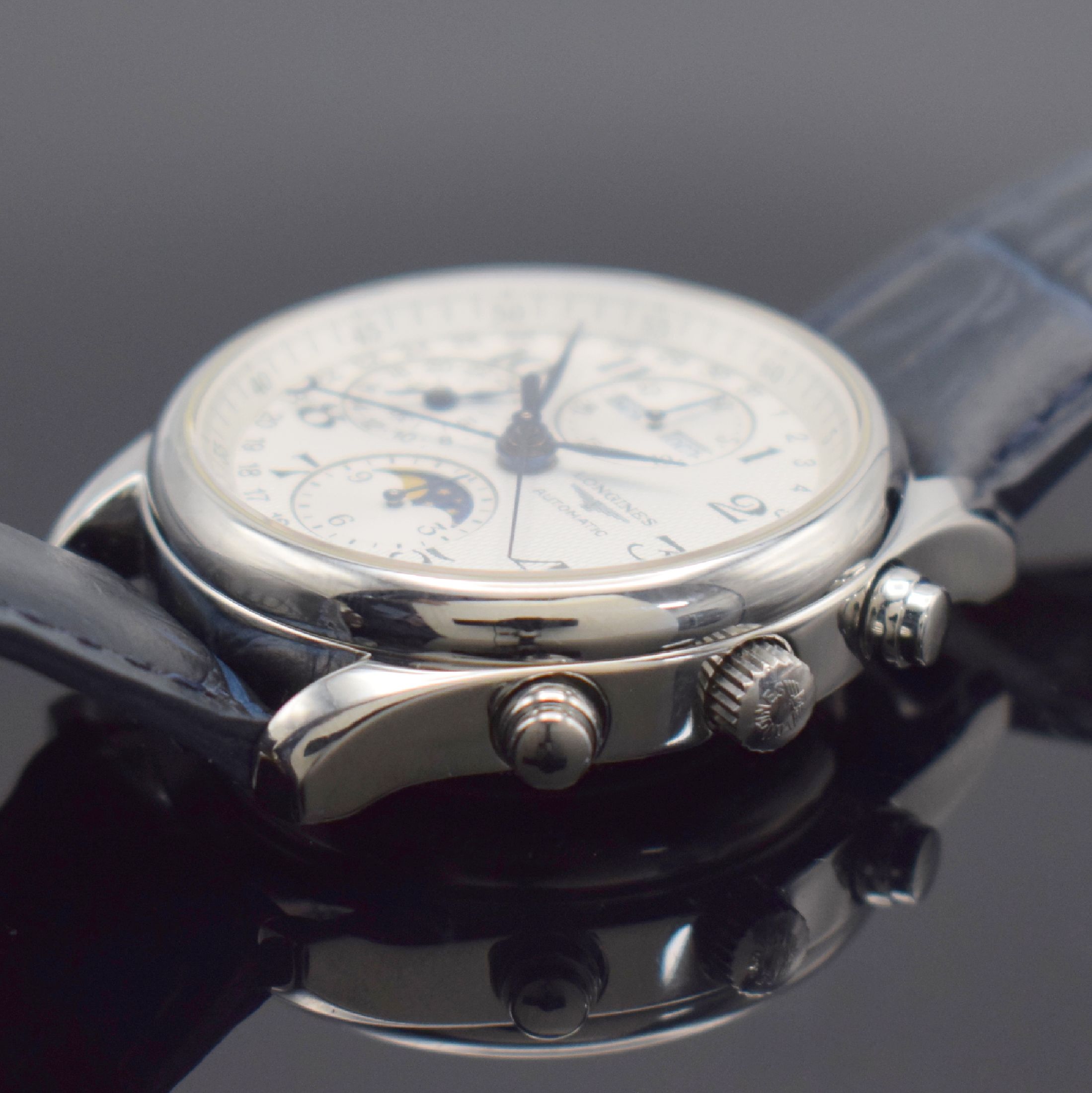 Detail c: LONGINES Armbandchronograph aus der "Master Collection", Automatik, Schweiz um 2005, mit Vollkalenderanzeige inkl. Mondphase, Edelstahlgeh. ...