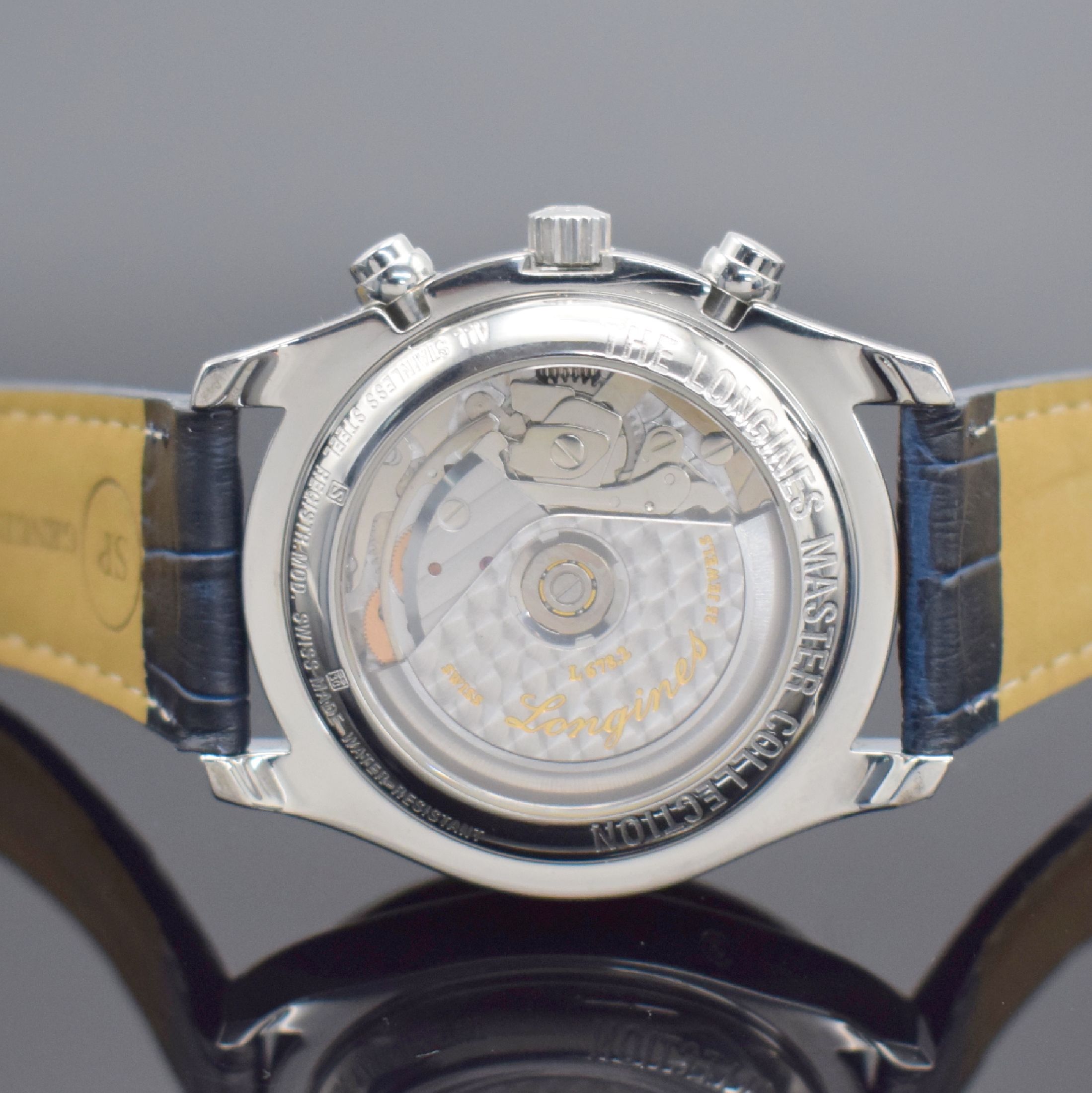 Detail d: LONGINES Armbandchronograph aus der "Master Collection", Automatik, Schweiz um 2005, mit Vollkalenderanzeige inkl. Mondphase, Edelstahlgeh. ...