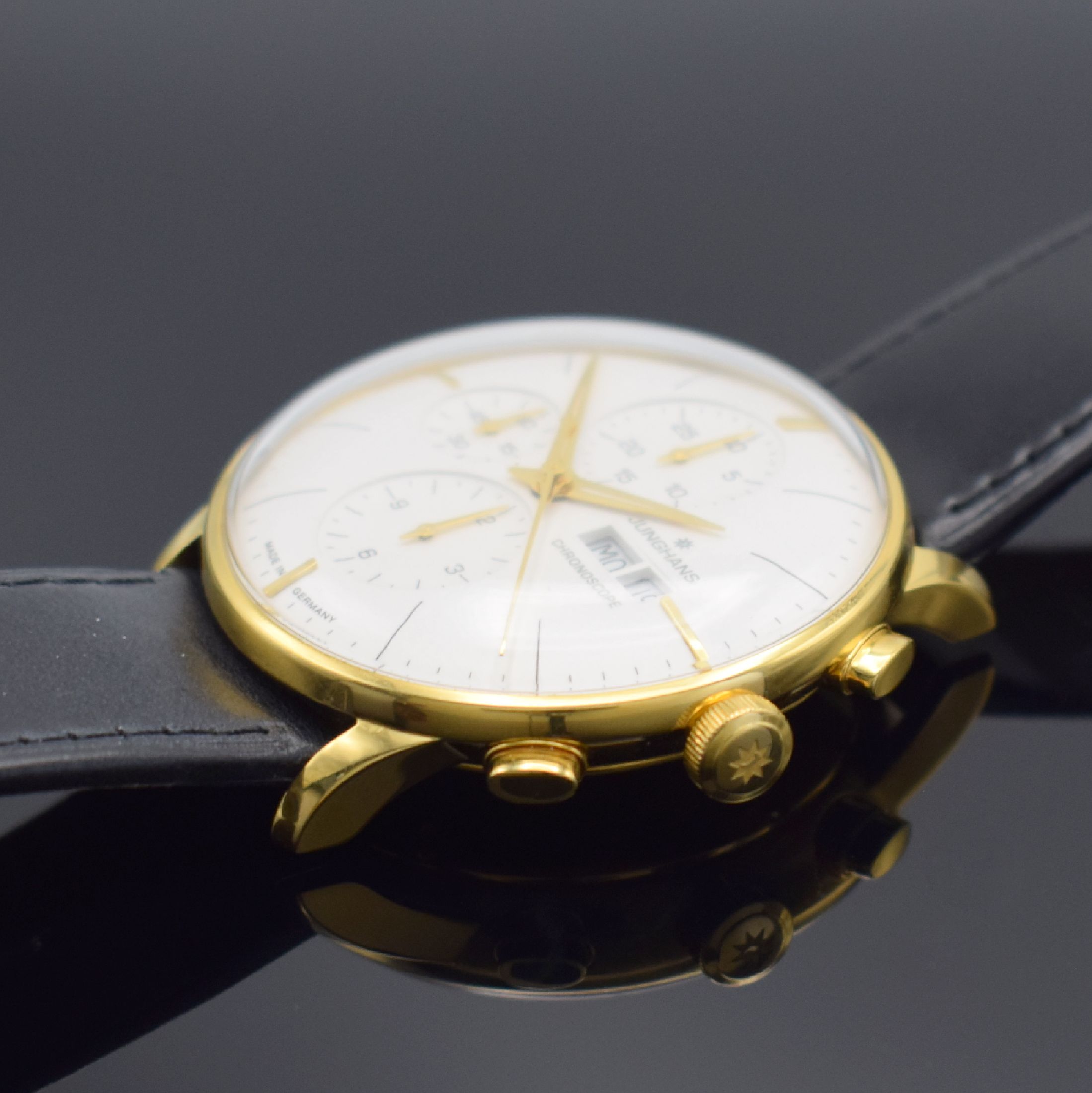 Detail c: JUNGHANS Chronoscope auf 1500 Stück limitierter Armbandchronograph Referenz 027/7122.00, Automatik, verg. Edelstahlgeh. beids. vergl., Boden 5-fach ...